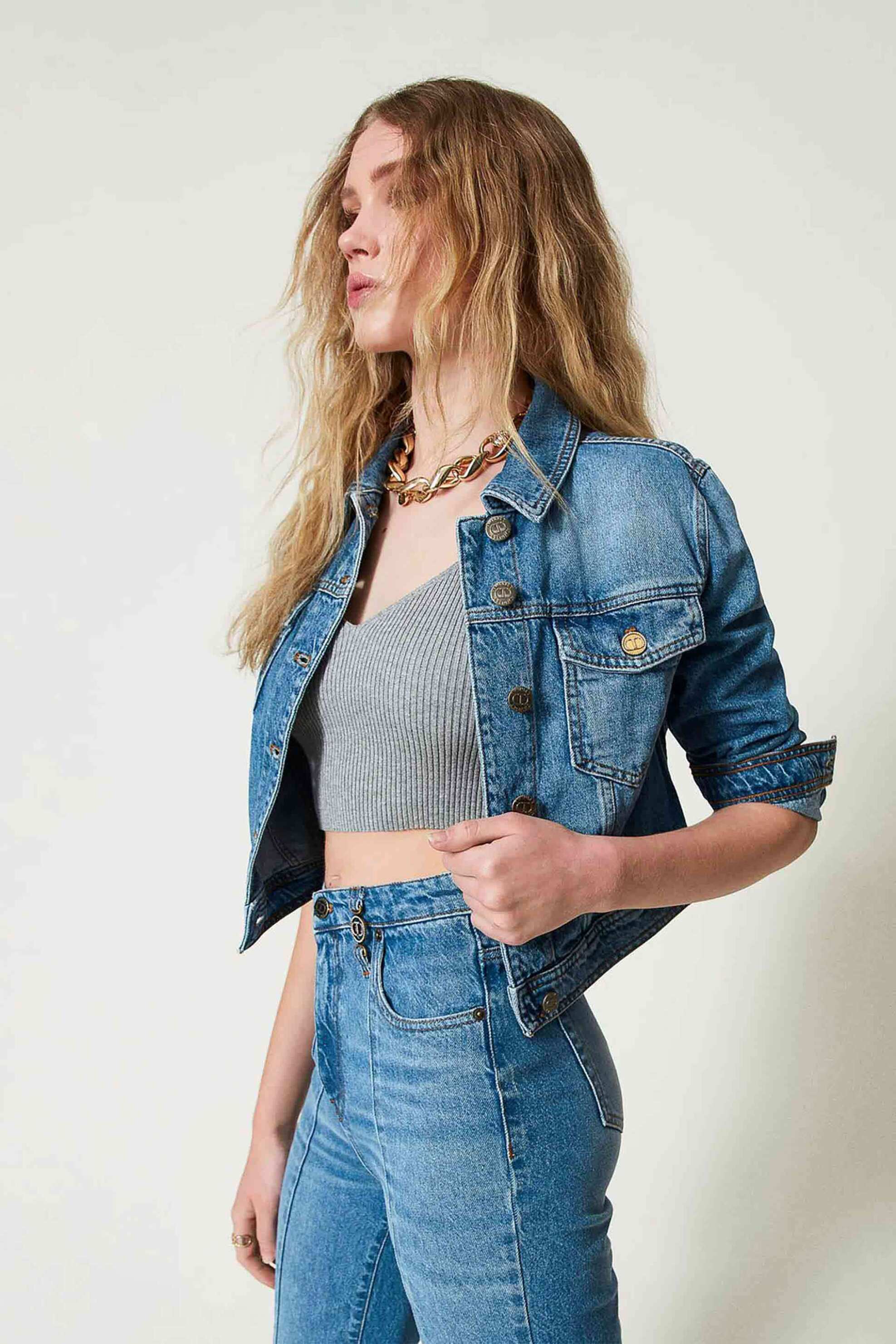 Twinset γυναικείο denim jacket cropped - 242TP2562 Μπλε Ανοιχτό φωτογραφία