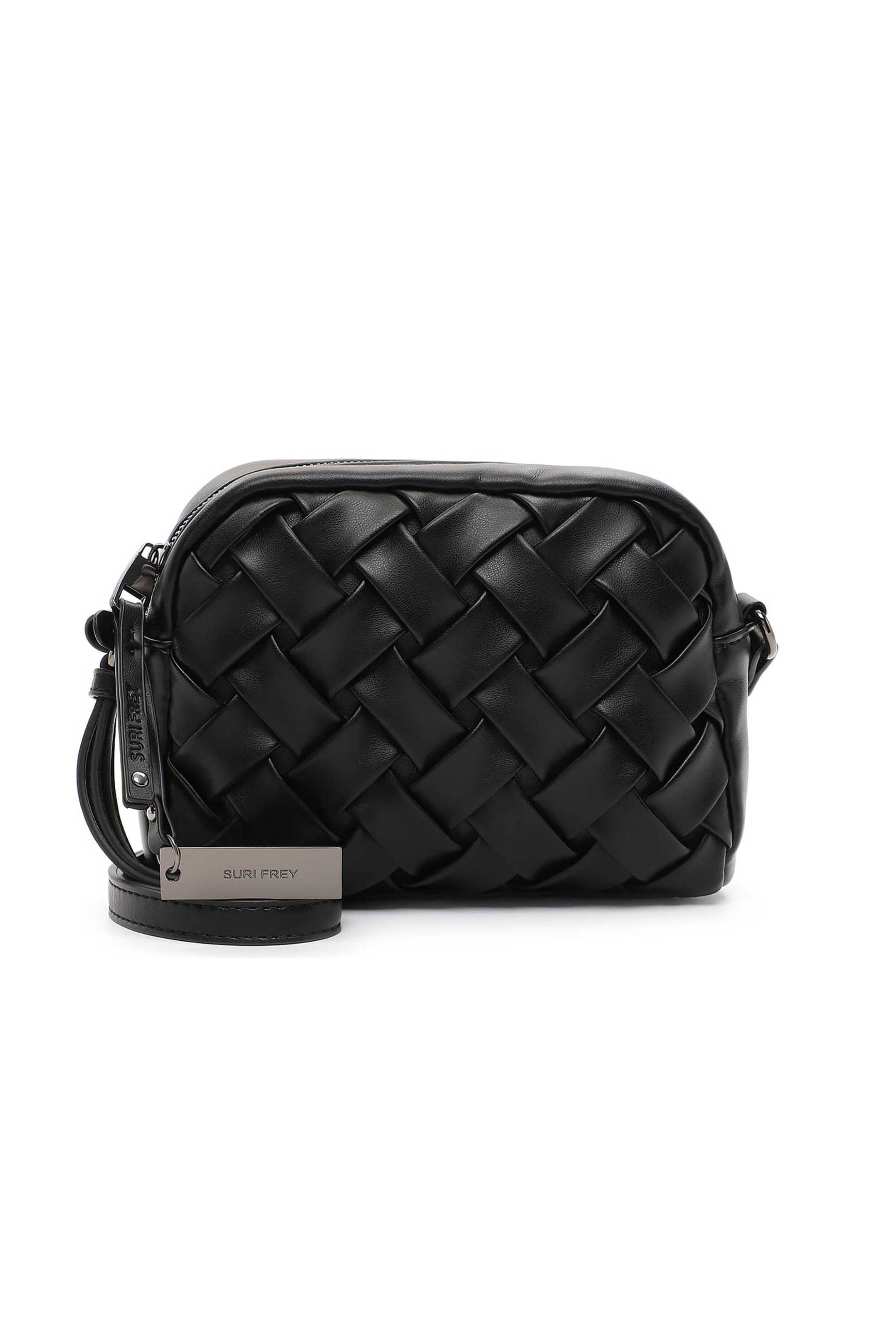  Suri Frey γυναικεία τσάντα crossbody με πλεκτό σχέδιο και μεταλλική πλάκα με λογότυπο 