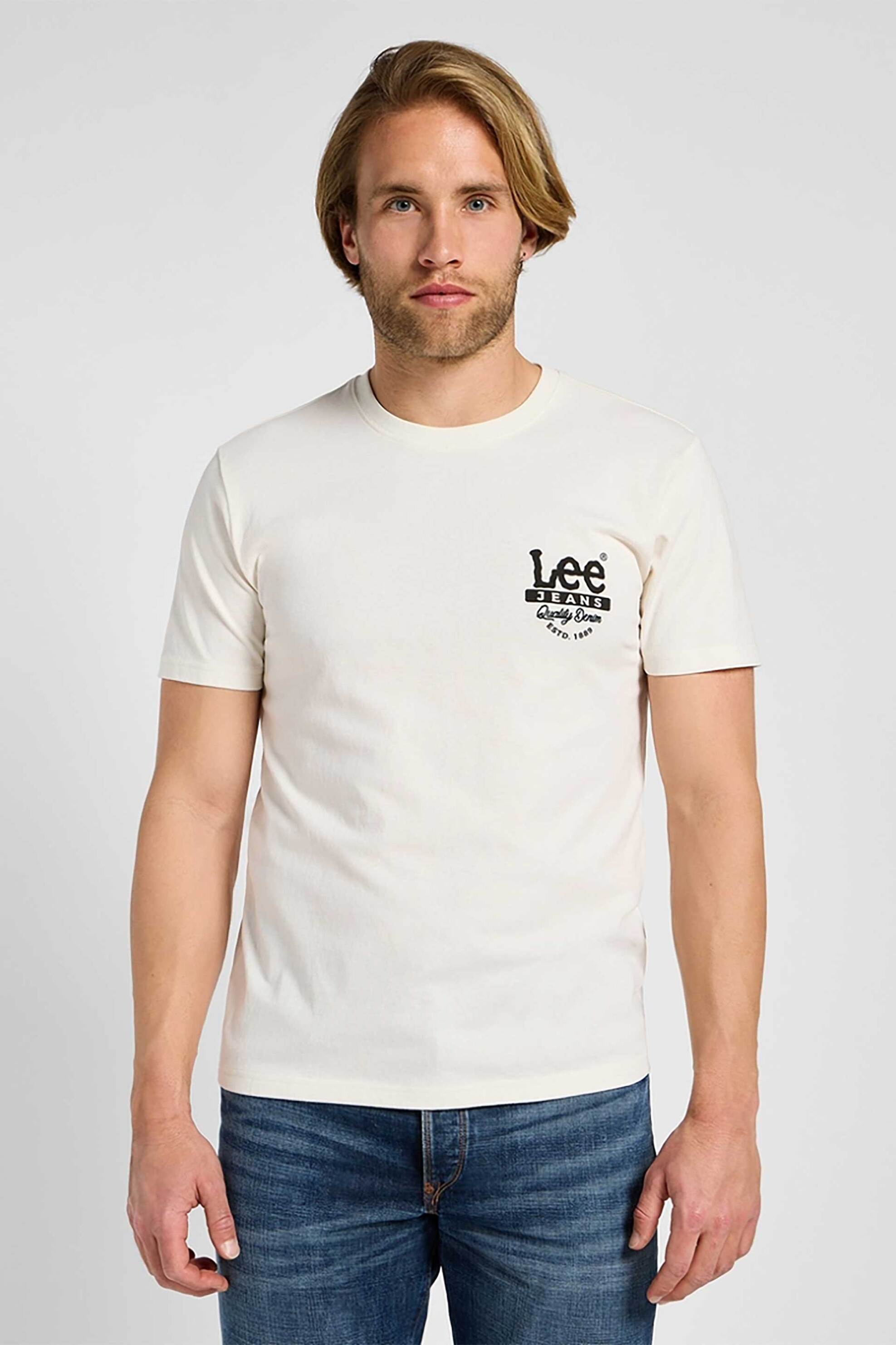 LEE Lee® ανδρικό T-shirt με logo print Regular Fit "Ss Working West" - 112355887 Εκρού