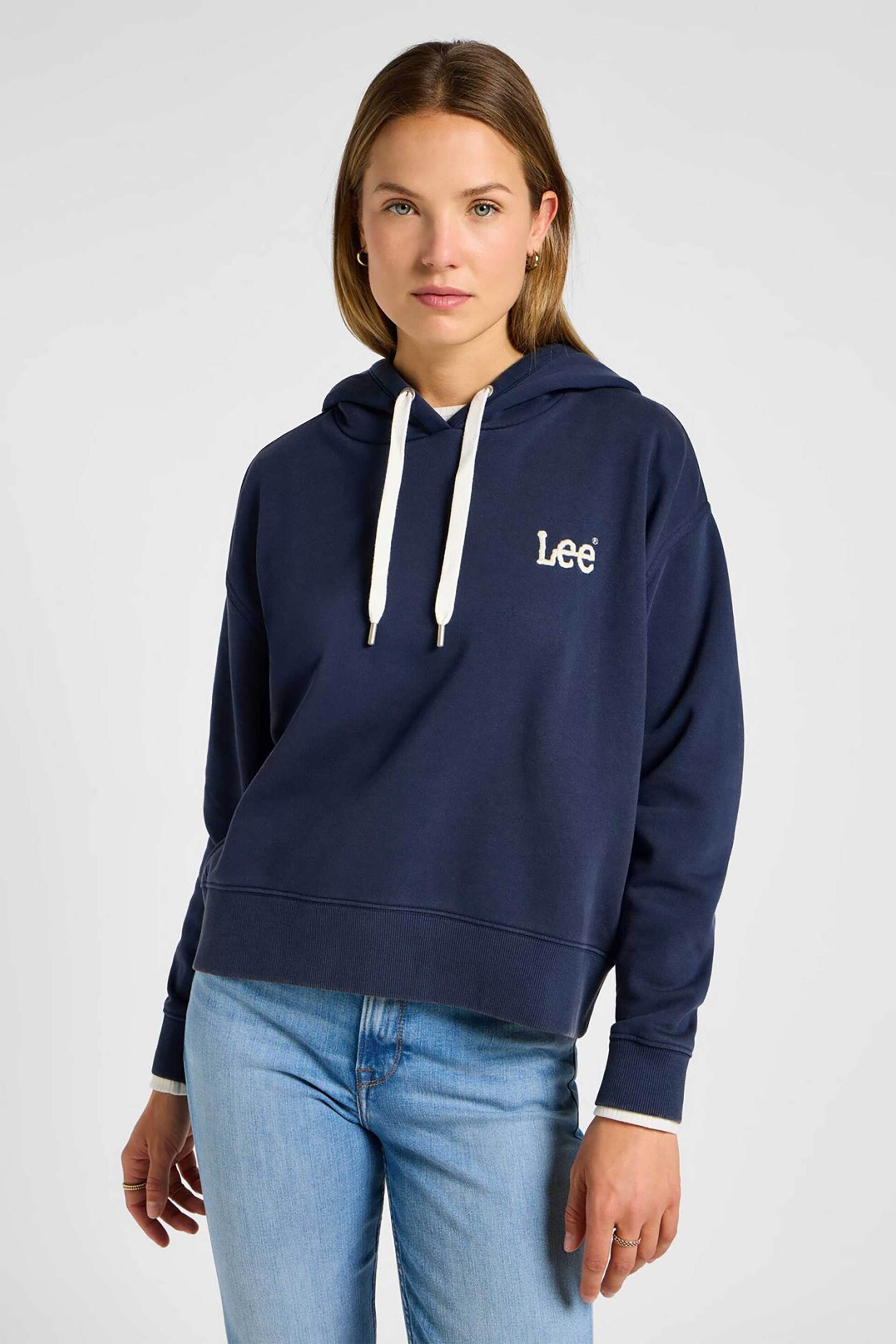 Lee Lee® γυναικεία μπλούζα φούτερ με κουκούλα Regular Fit - 112355155 Denim Blue 2025