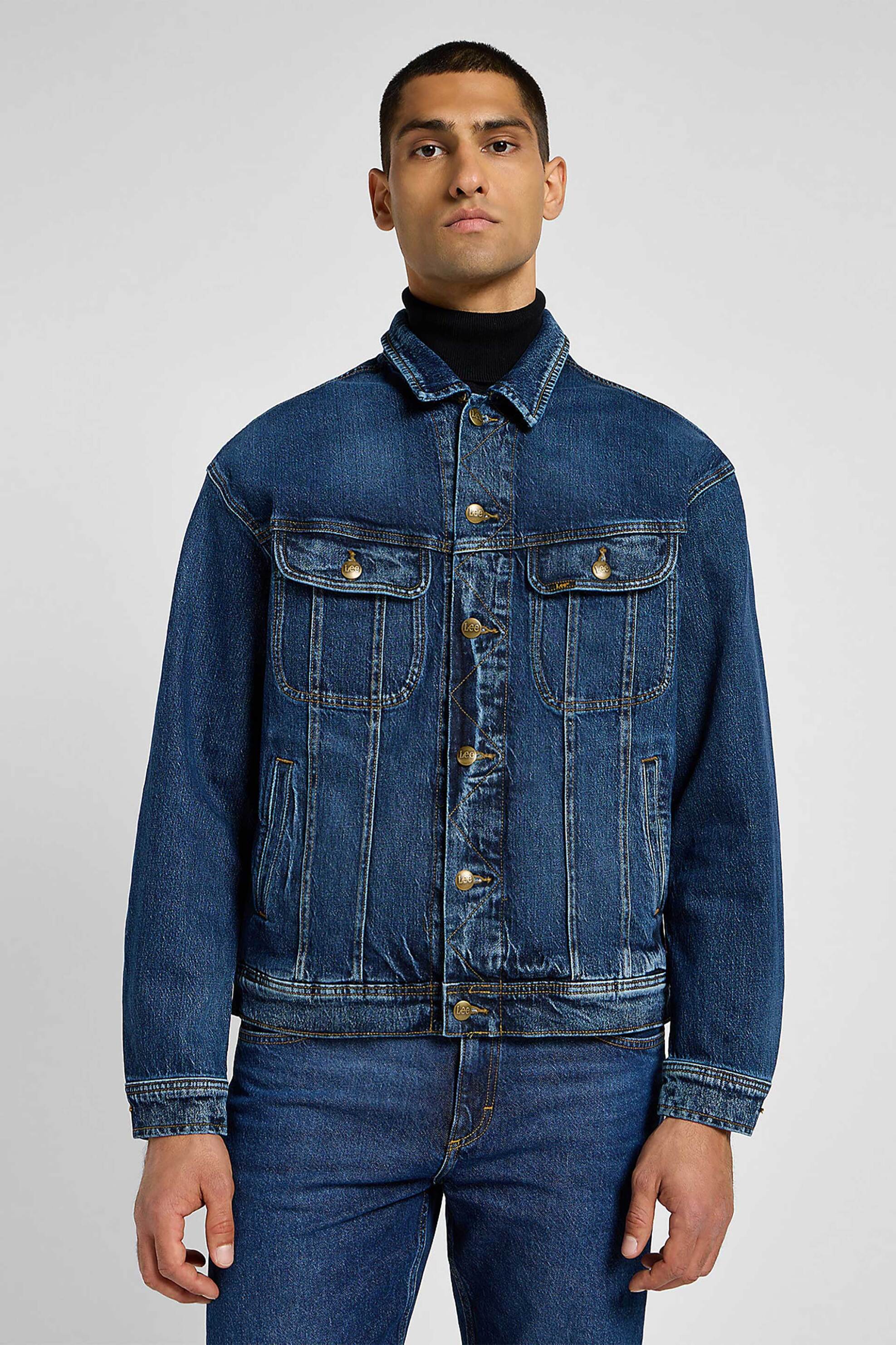 LEE Lee® ανδρικό denim jacket με λογότυπο Relaxed Fit "Rider'' - 112355580 Denim Blue