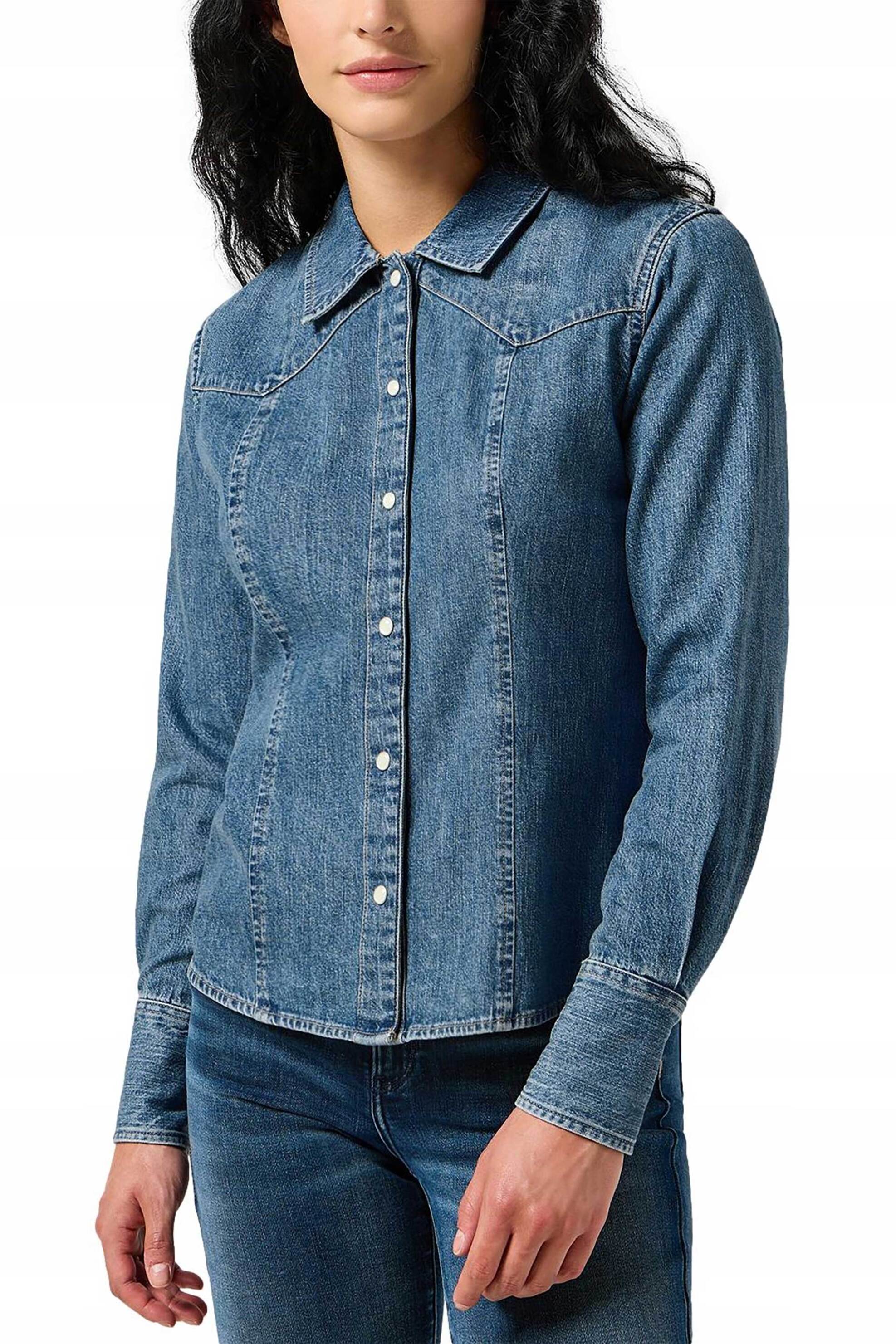 Wrangler Wrangler® γυναικείο denim πουκάμισο με ραφές Regular Fit 