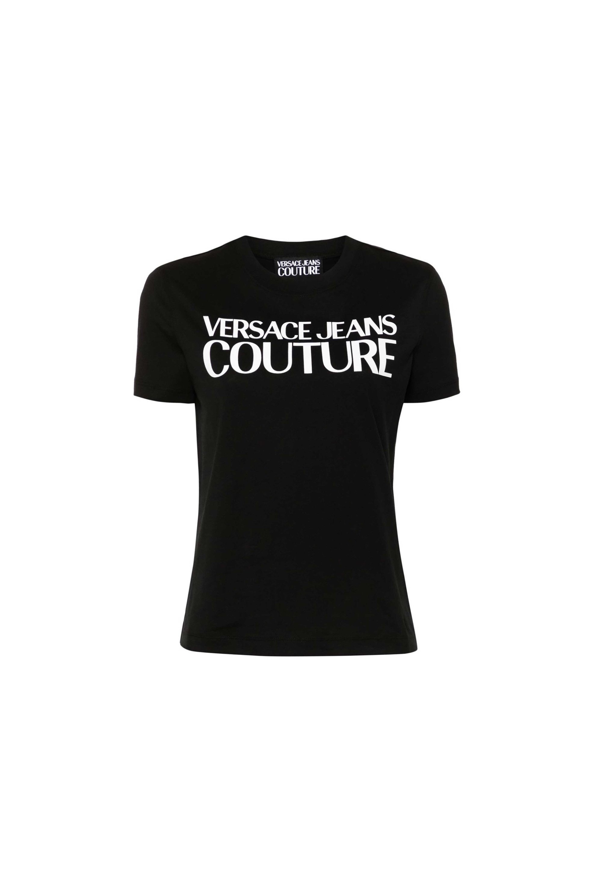  Versace Jeans Couture γυναικείο T-shirt μονόχρωμο βαμβακερό με contrast logo print 