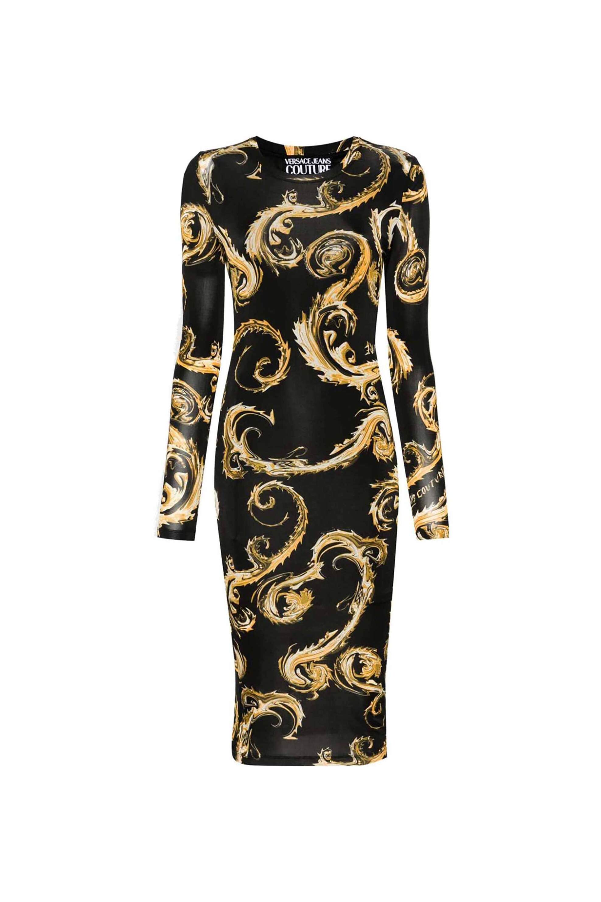  Versace Jeans Couture γυναικείο midi φόρεμα με chromo couture-print - 77HAO9B0JS358 Μαύρο 2025