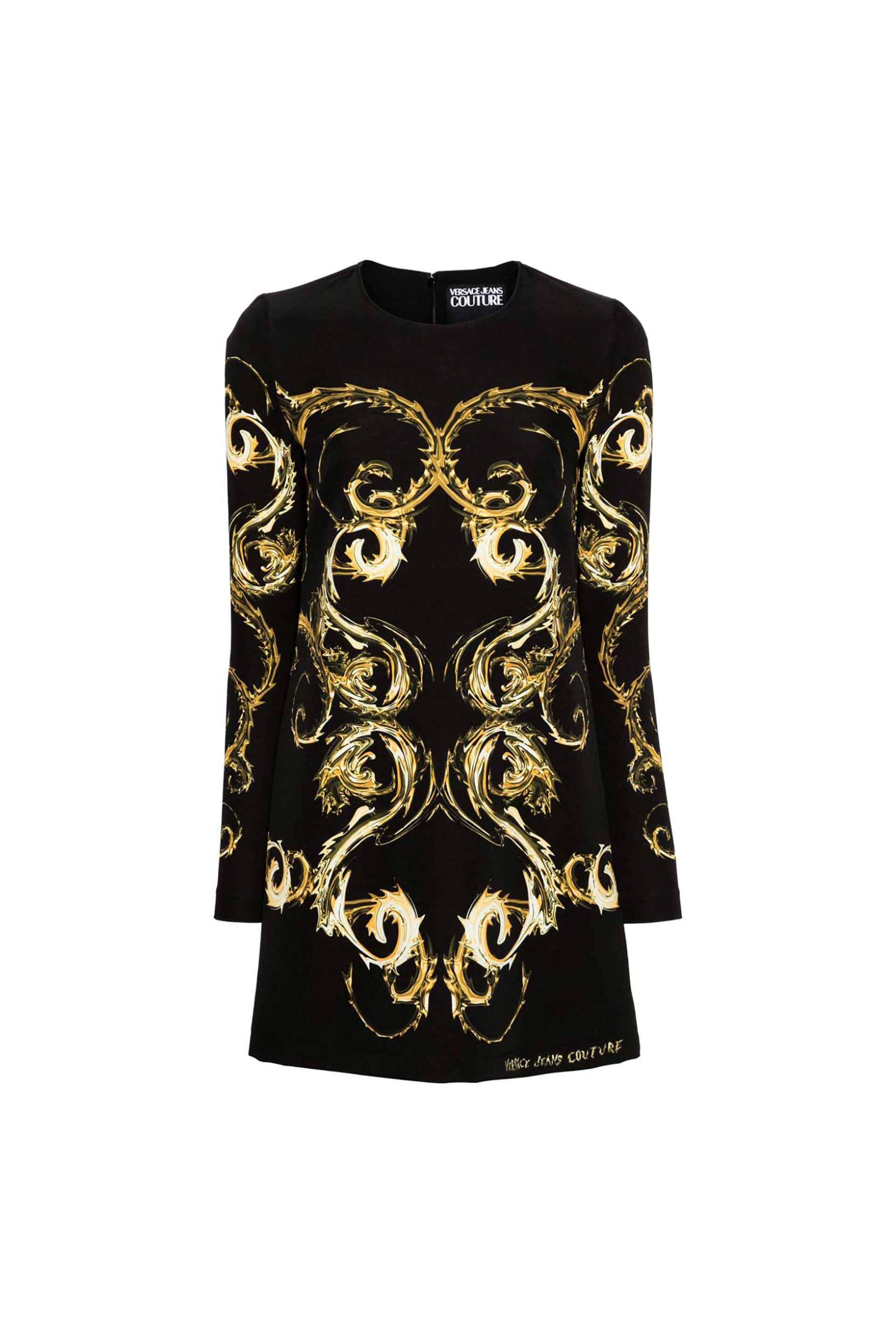  Versace Jeans Couture γυναικείο mini φόρεμα με chromo couture-print - 77HAO9P1NS539 Μαύρο 2025