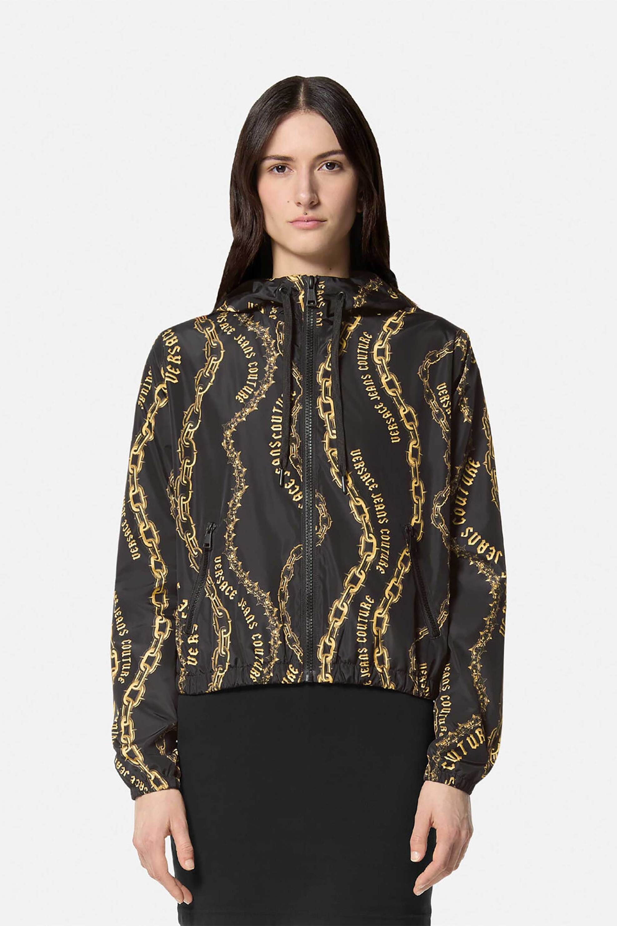  Versace Jeans Couture γυναικείο jacket με all-over chain print και τσέπες - 77HAS401CQD56 Μαύρο 2025