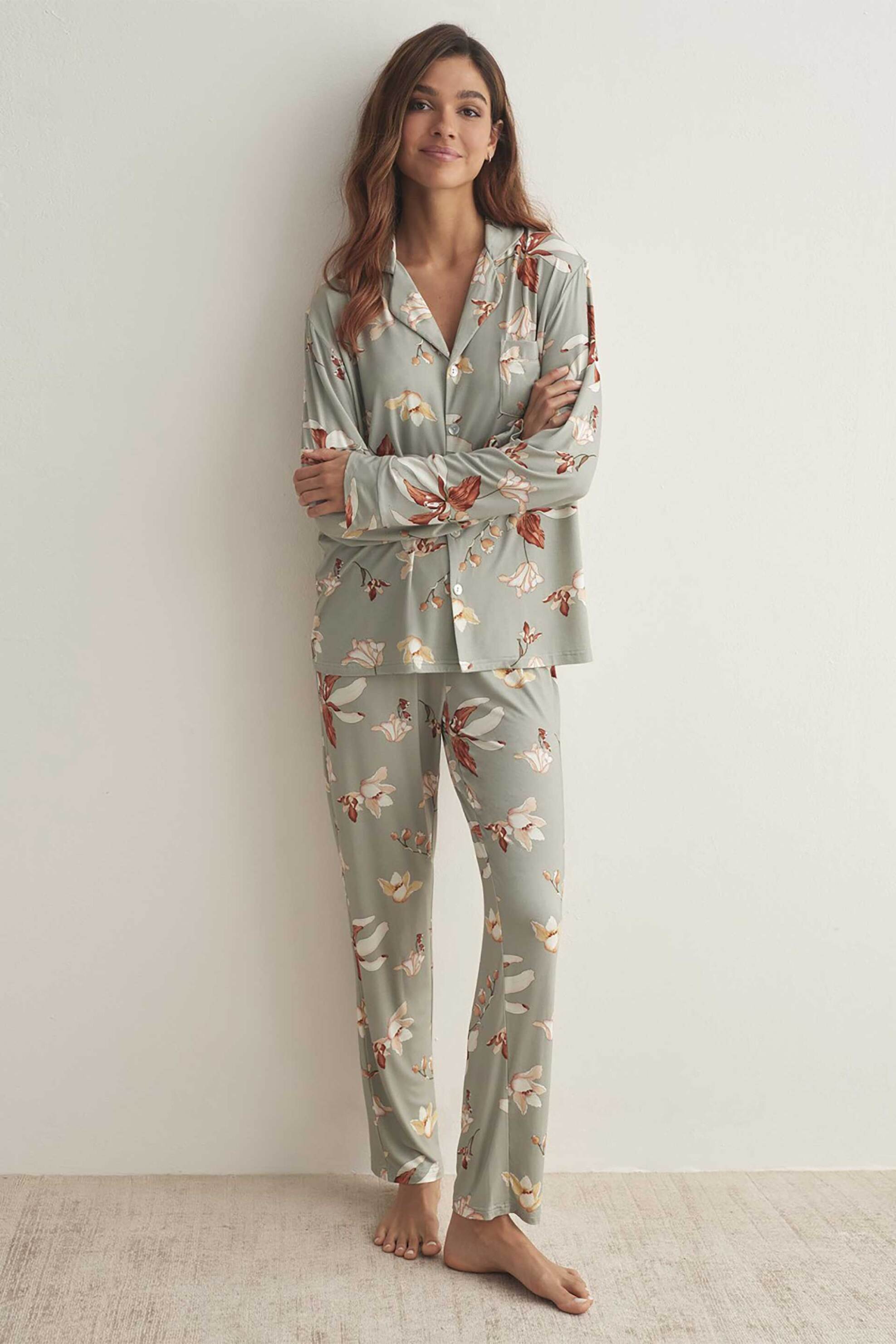  Selmark γυναικείες πιτζάμες με floral print - SELM-P9276-224 Πράσινο 2025