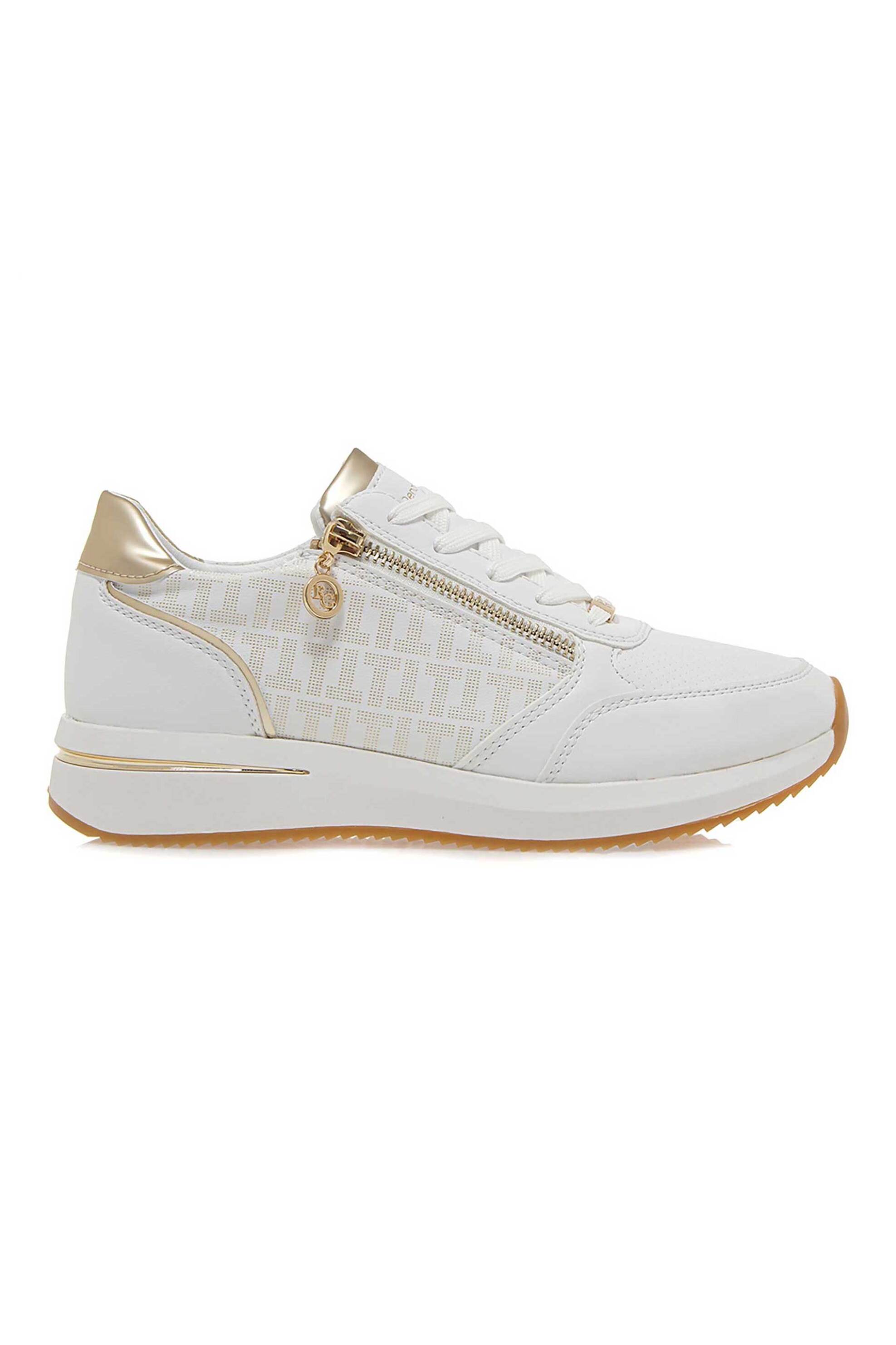 Renato Garini γυναικεία sneakers με φερμουάρ και logo print – S157Q240208E Λευκό