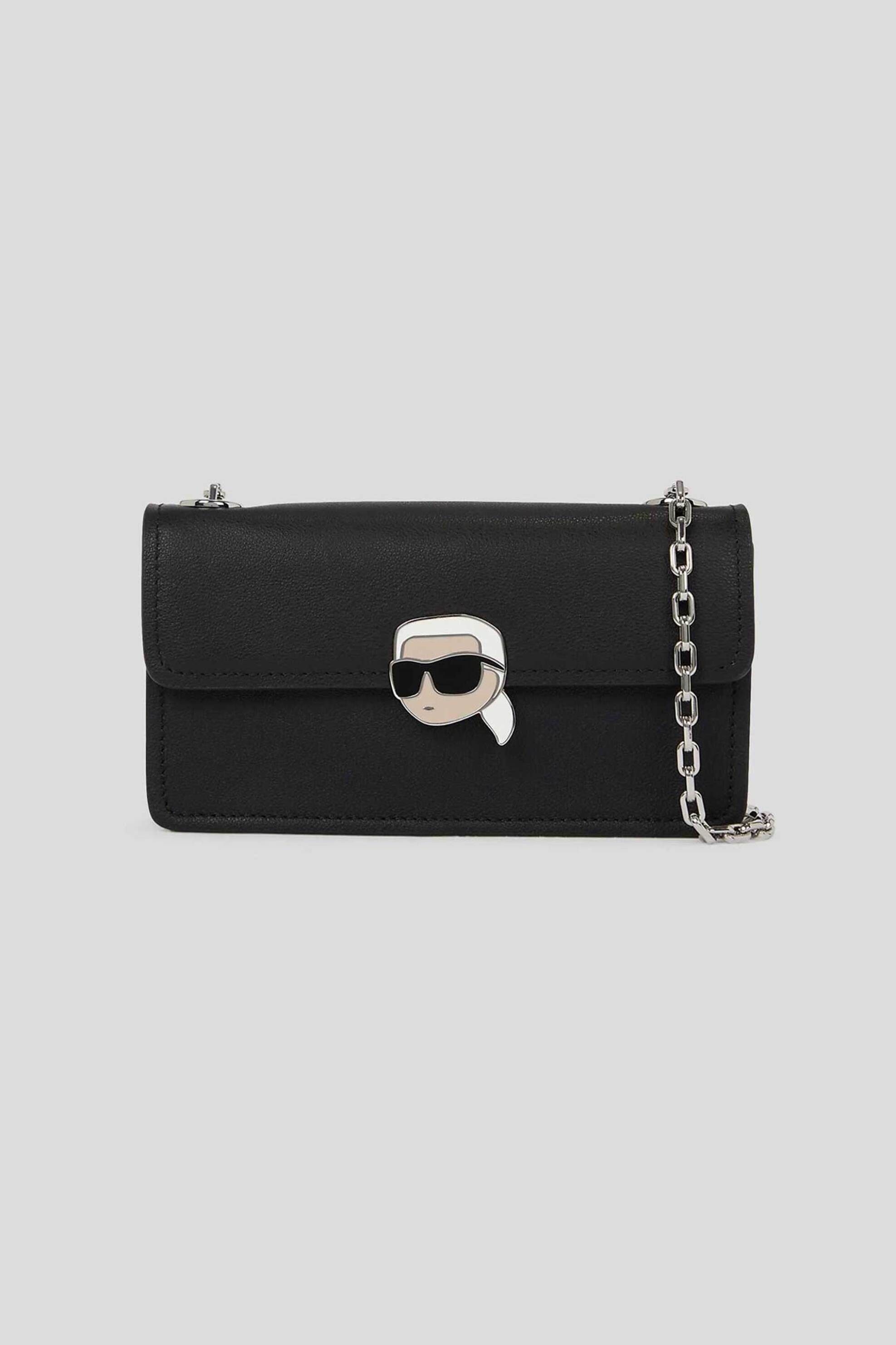  Karl Lagerfeld γυναικείo pouch μονόχρωμo με μεταλλικό λογότυπο 