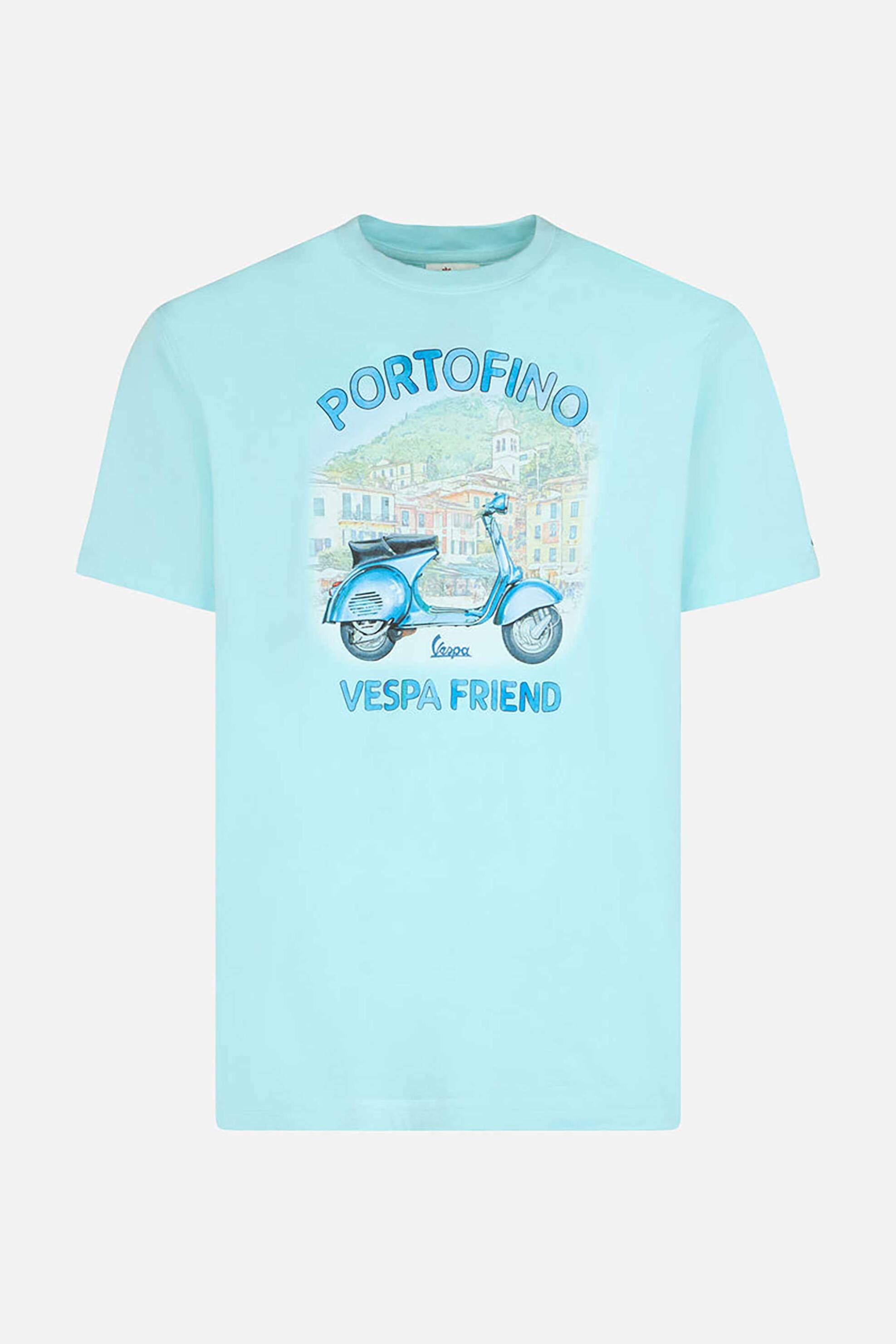 MC2 Saint Barth ανδρικό βαμβακερό T-shirt μονόχρωμο με contrast print - TSHM001-03149F Γαλάζιο