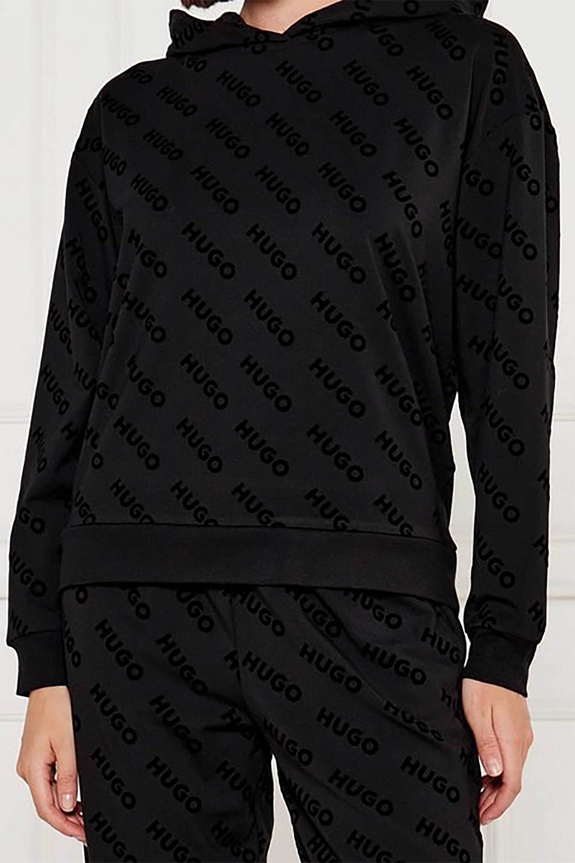  Hugo Boss γυναικείο μπλούζα φούτερ με all-over logo print - 50523400 Μαύρο 2025