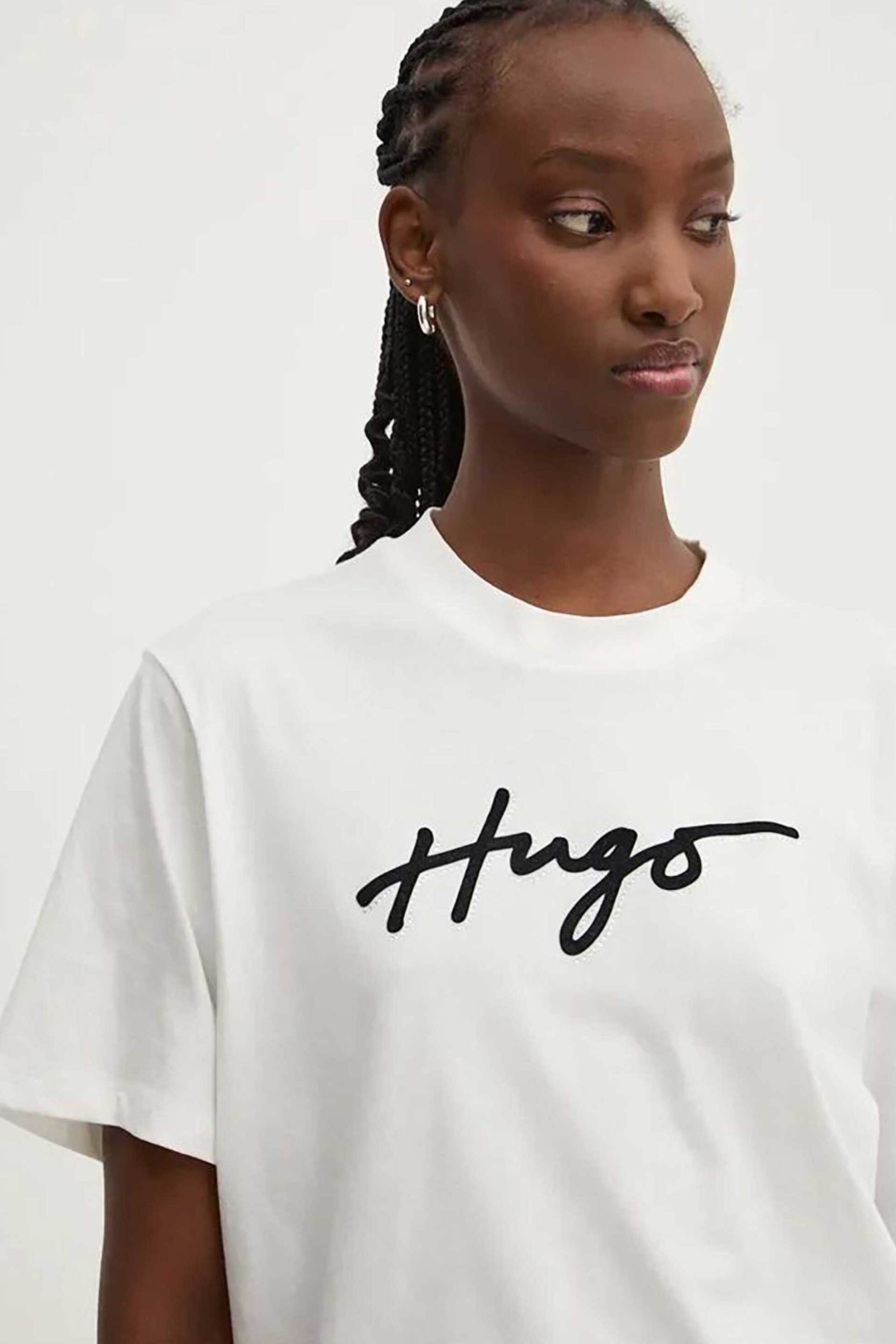  Hugo Boss γυναικείο T-shirt με λογότυπο Relaxed Fit - 50528585 Λευκό 2025