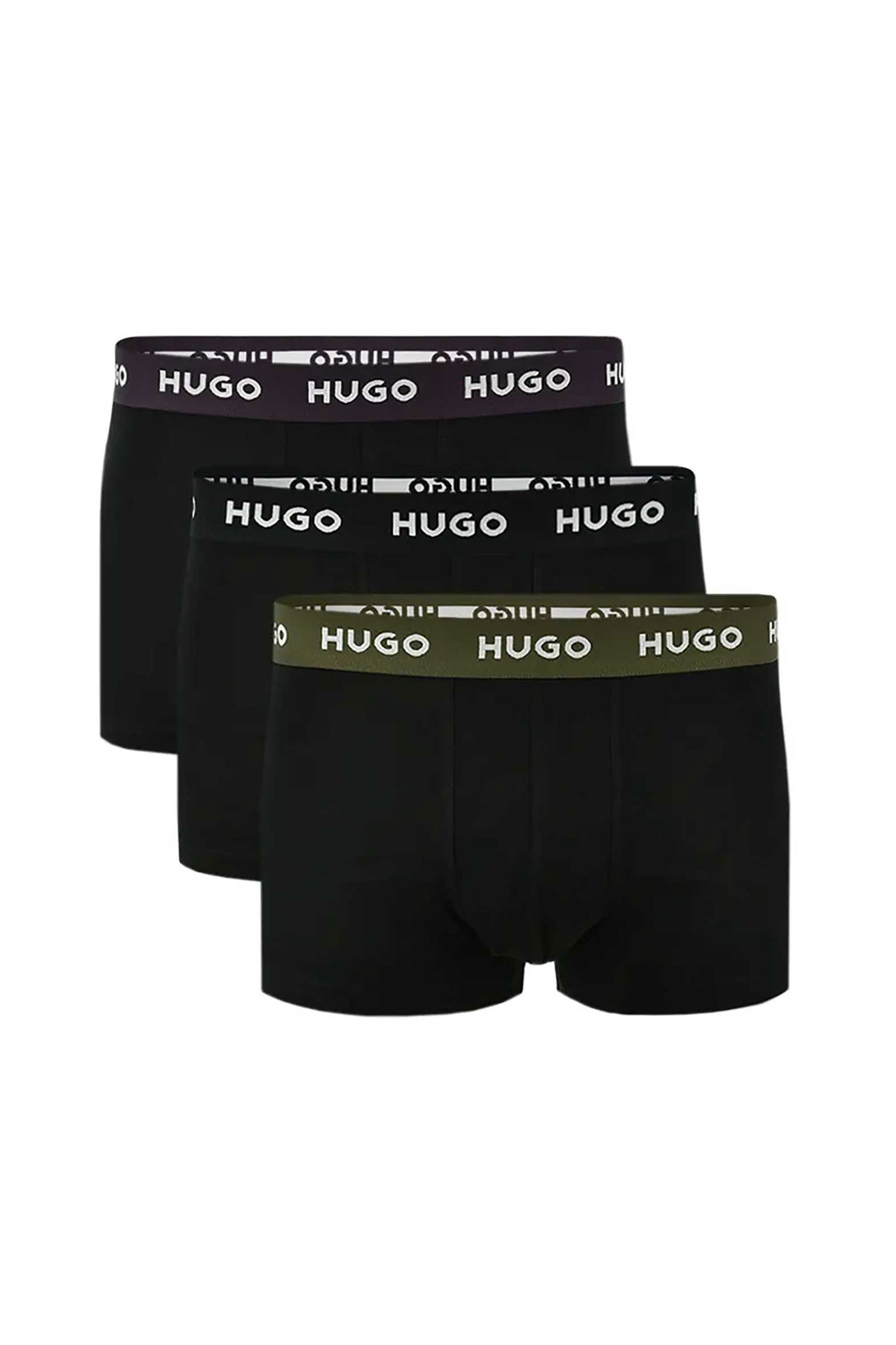 HUGO Hugo Boss σετ ανδρικά εσώρουχα boxer με logo tape στο λάστιχο (3 τεμάχια) - 50517878 Ασπρόμαυρο