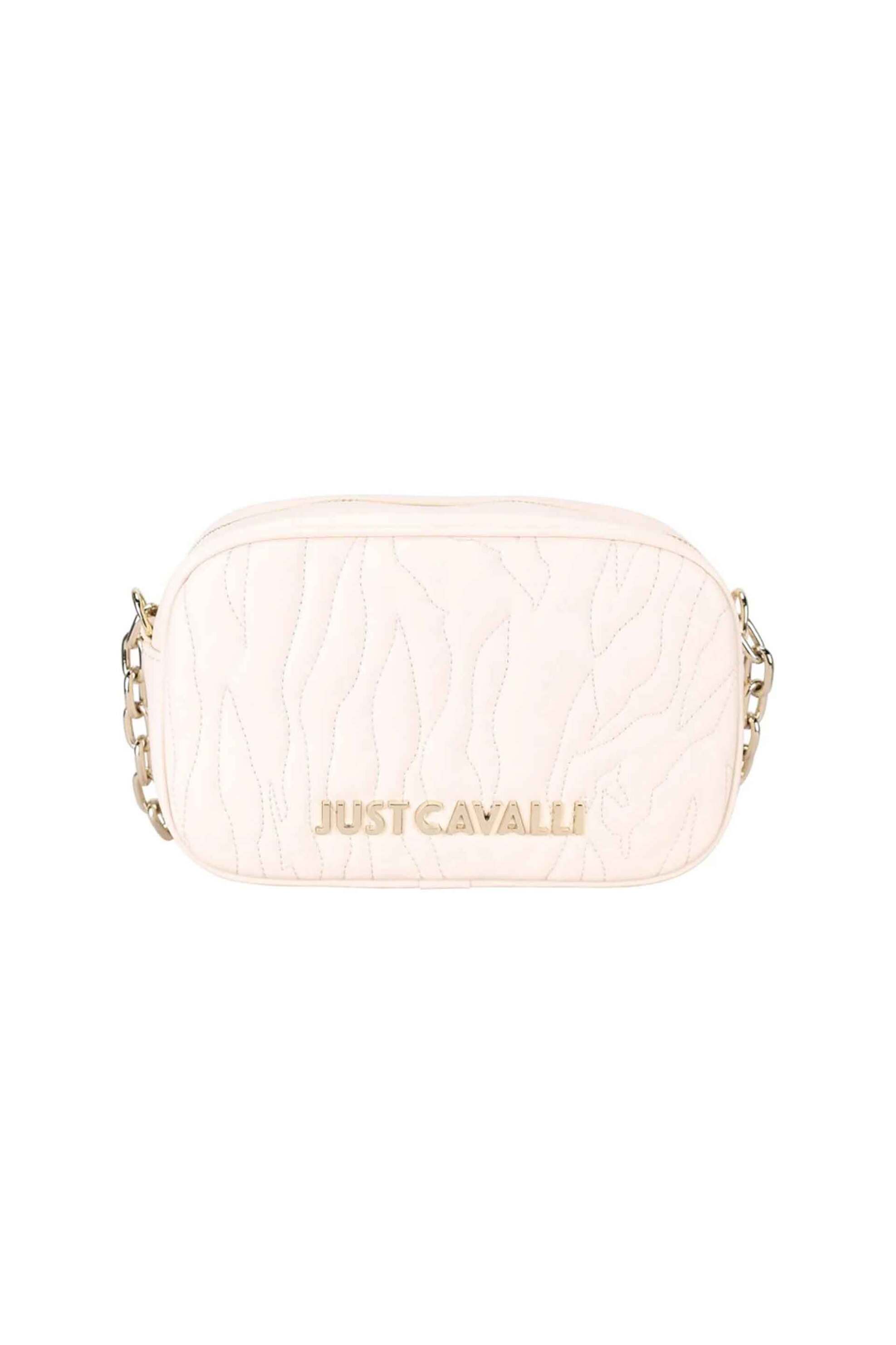  Just Cavalli γυναικεία τσάντα crossbody καπιτονέ με μεταλλικό λογότυπο και σλυσίδα ώμου - 77RA4BE1ZSB23 Ροζ Ανοιχτό 2025