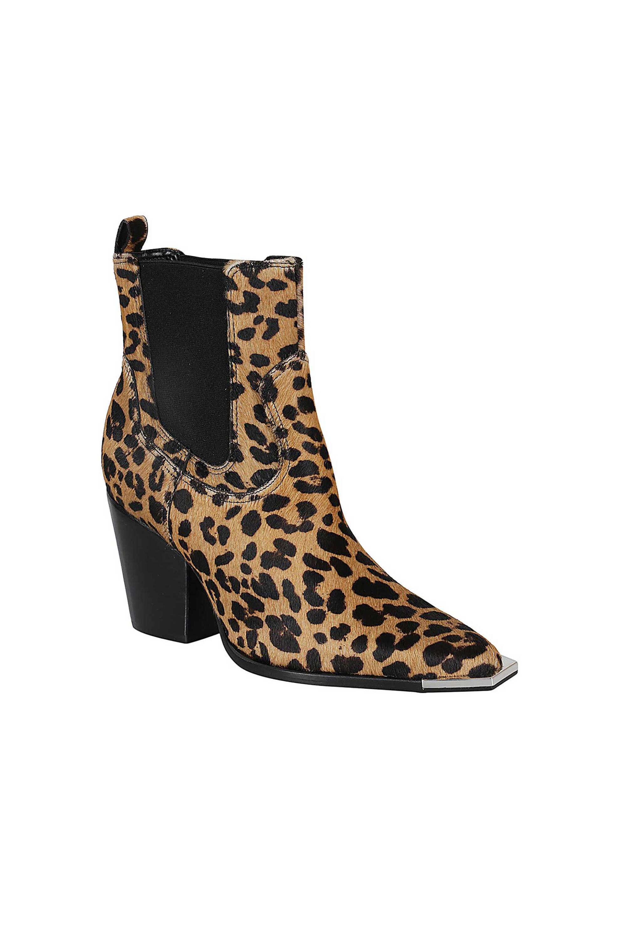 Schutz γυναικεία δερμάτινα μποτάκια με leopard print - S2165900160002 Καφέ φωτογραφία