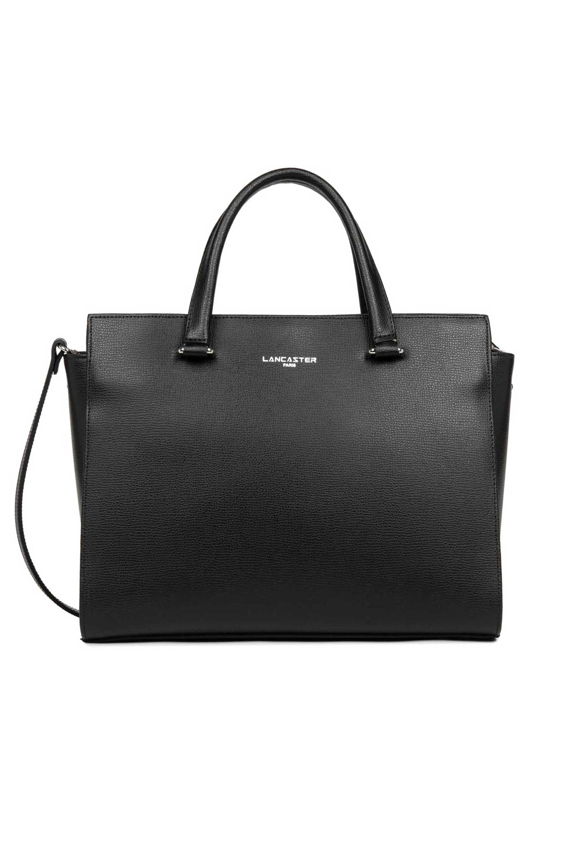 LANCASTER BAGS Lancaster γυναικεία δερμάτινη τσάντα tote μονόχρωμη με σταμπωτό λογότυπο "Sierra À Main Grand" - 438-009 Μαύρο