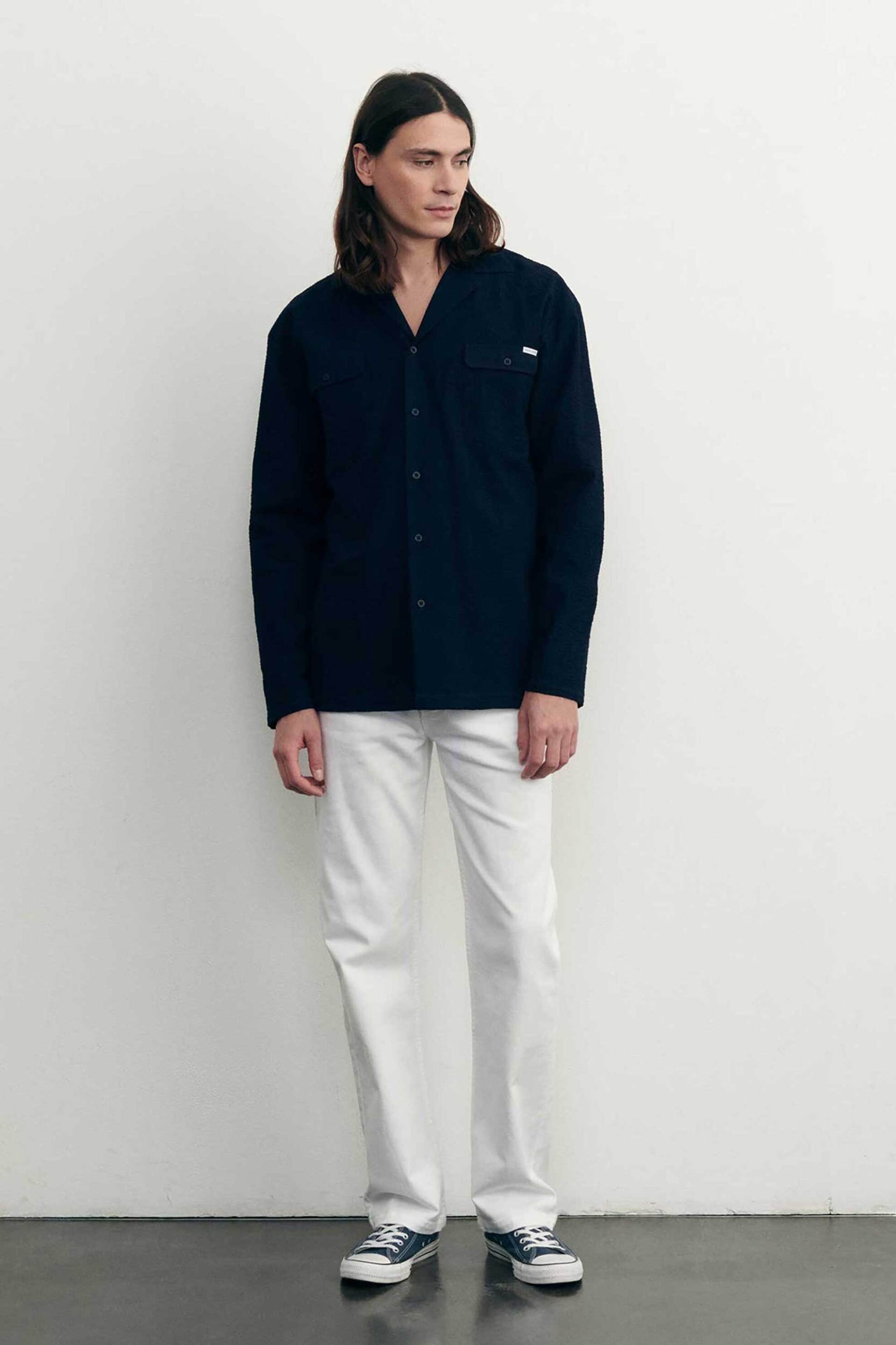 MAISON LABICHE Maison Labiche ανδρικό πουκάμισο oversized με τσέπες "TLaurens" - TMLAURENSMLLAB Μπλε Σκούρο