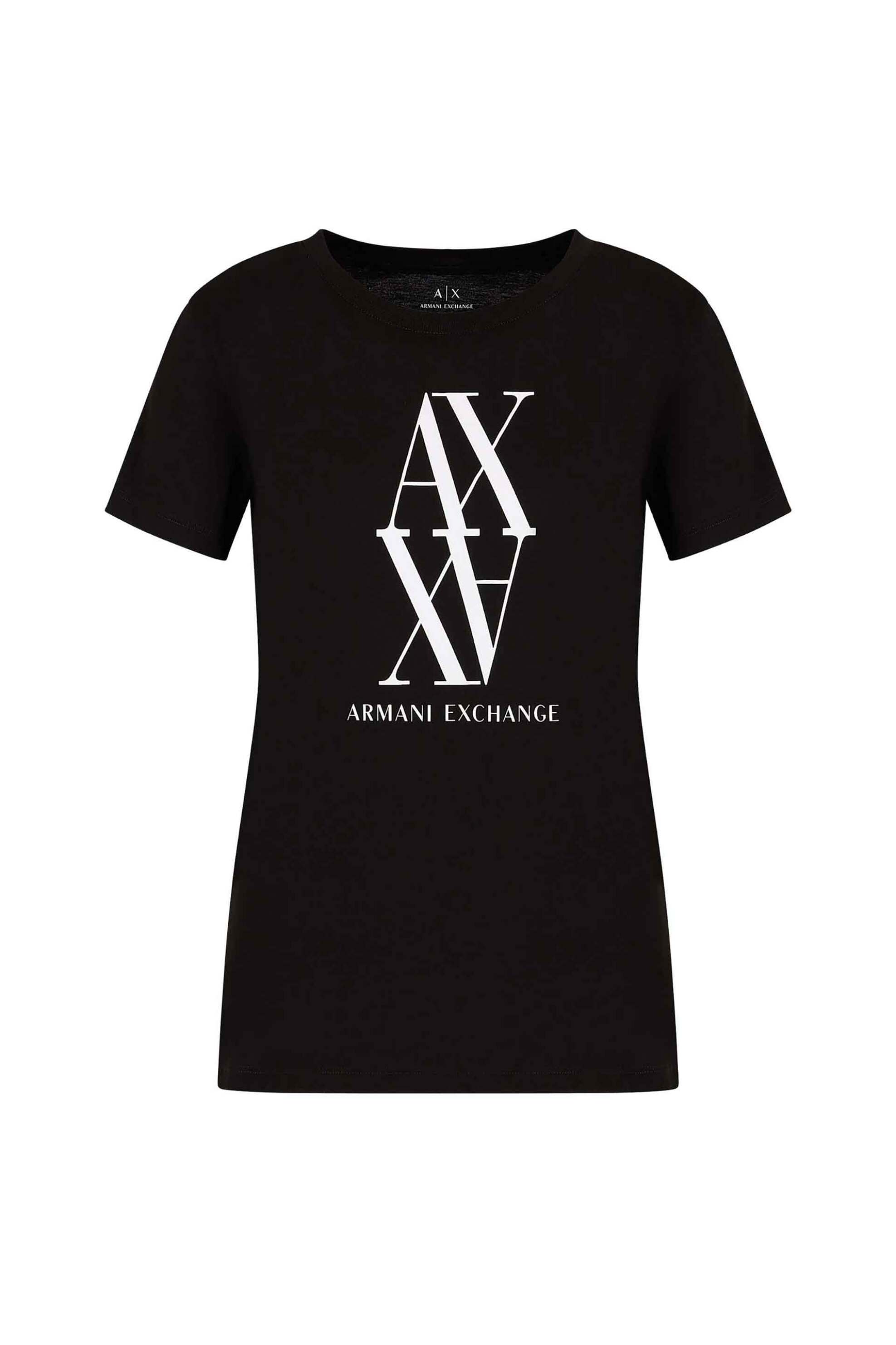  Armani Exchange γυναικείο T-shirt μονόχρωμο με logo print - 6DYT04YJG3Z Μαύρο 2025