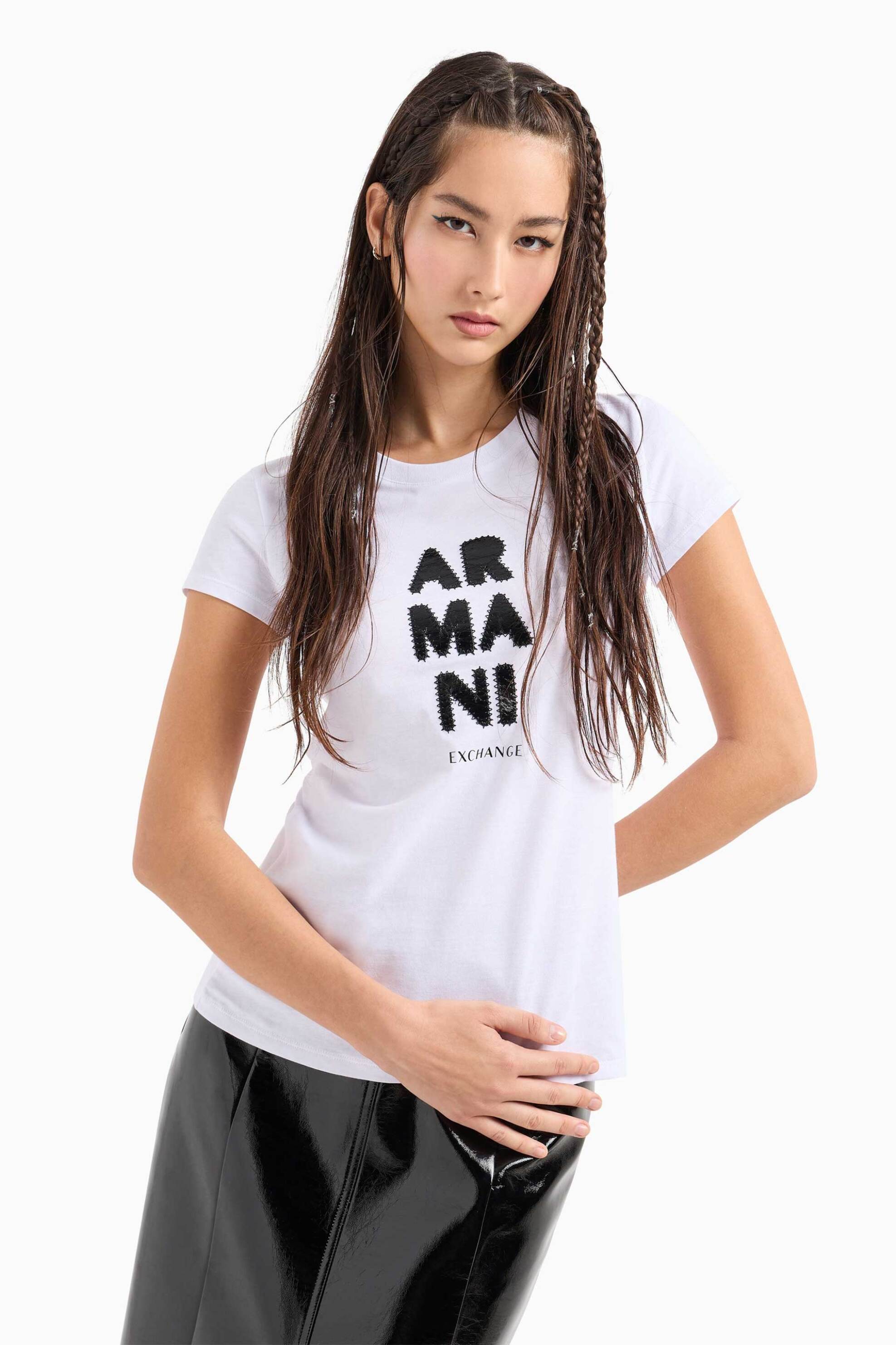  Armani Exchange γυναικείο T-shirt με κεντημένο λογότυπο - 6DYT39YJ3RZ Λευκό 2025