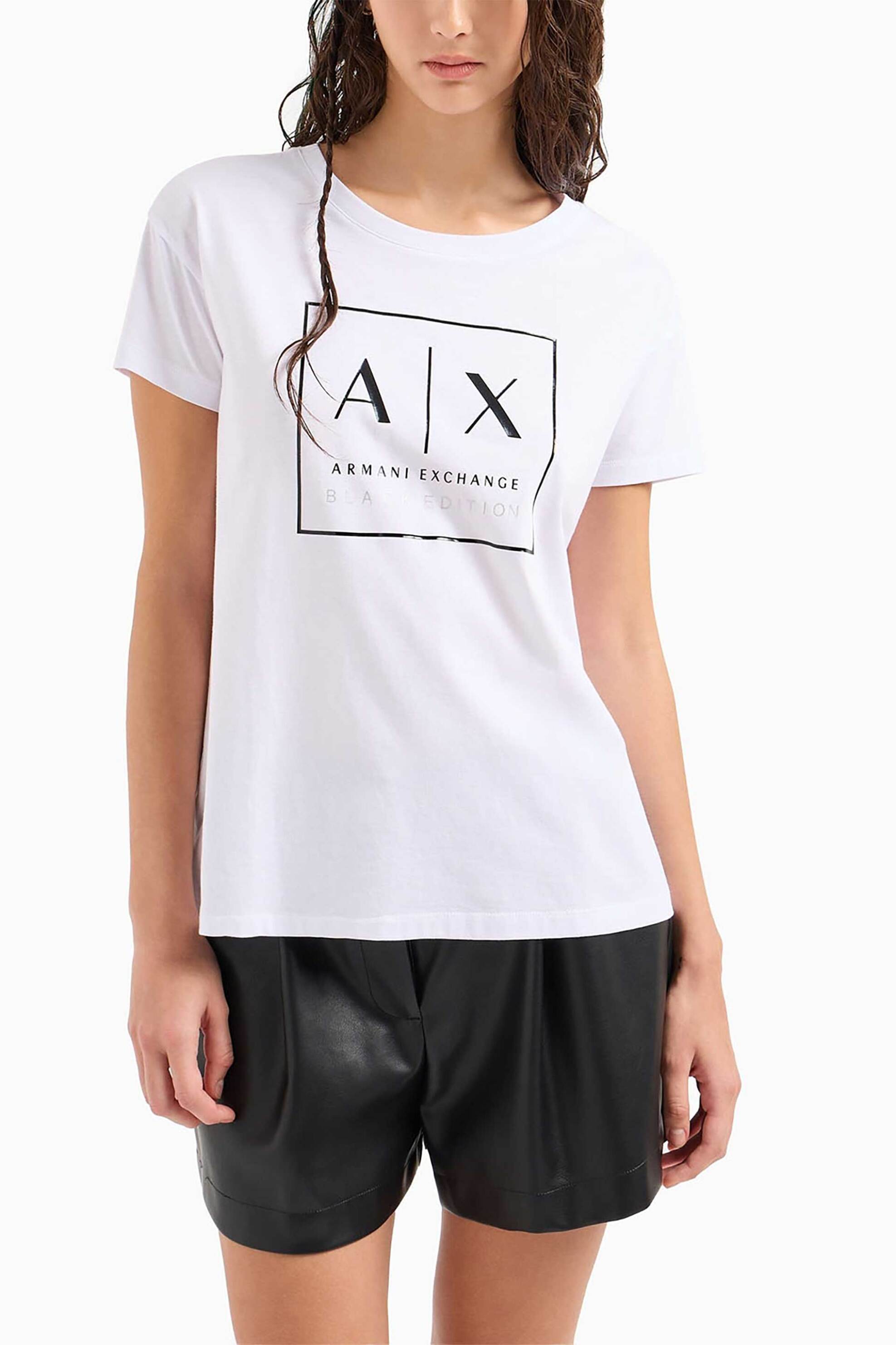  Armani Exchange γυναικείο T-shirt με contrast λογότυπο - XW000063AF10359 Λευκό 2025