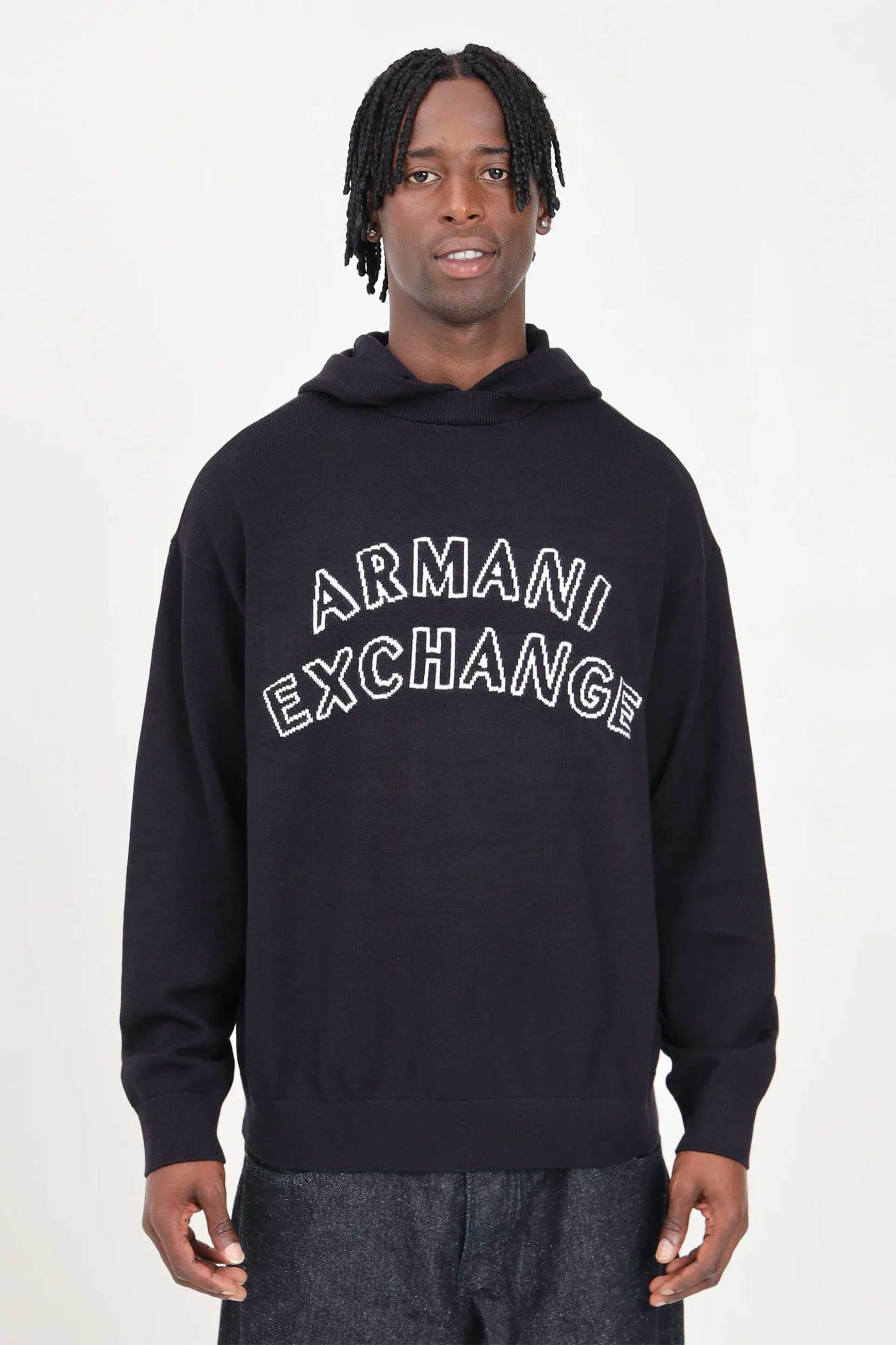 ARMANI EXCHANGE Armani Exchange ανδρική μπλούζα φούτερ με letter print - 6DZM2YZM4NZ Μπλε Σκούρο