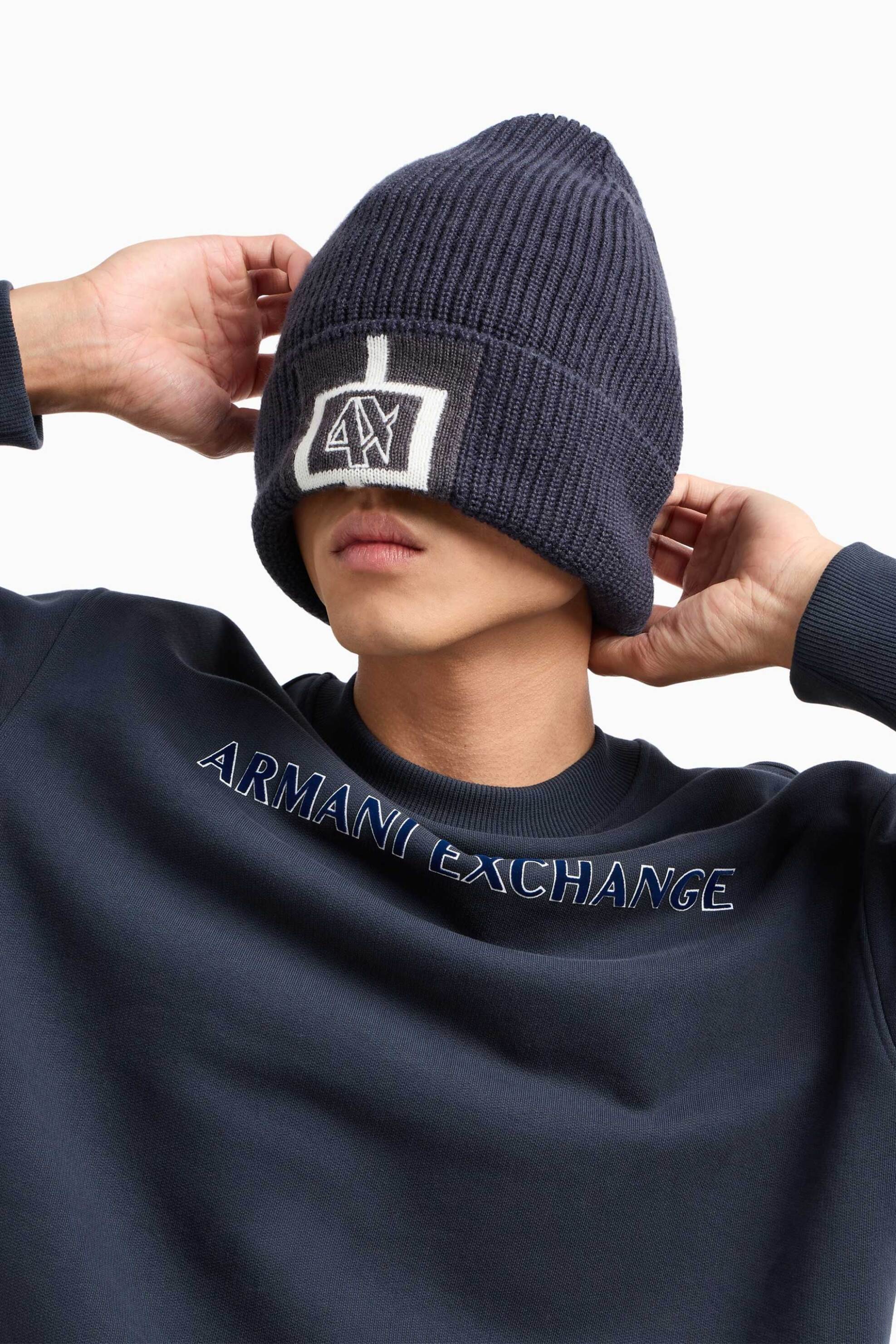 Armani Exchange ανδρική μπλούζα φούτερ με λογότυπο - 6DZMBAZJADZ Μπλε Σκούρο φωτογραφία