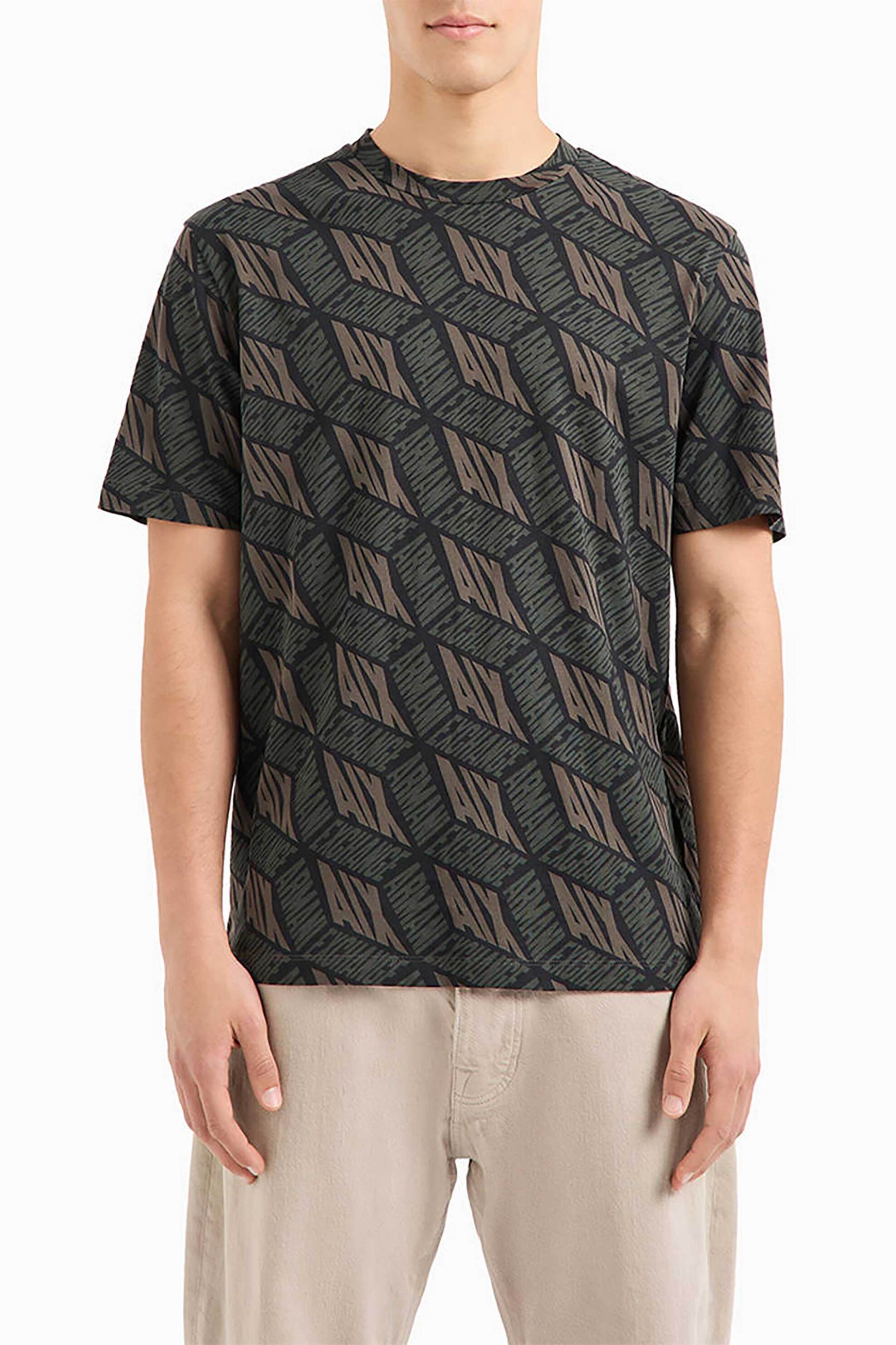 ARMANI EXCHANGE Armani Exchange ανδρικό T-shirt με all-over graphic logo print - 6DZTHYZJH4Z Λαδί