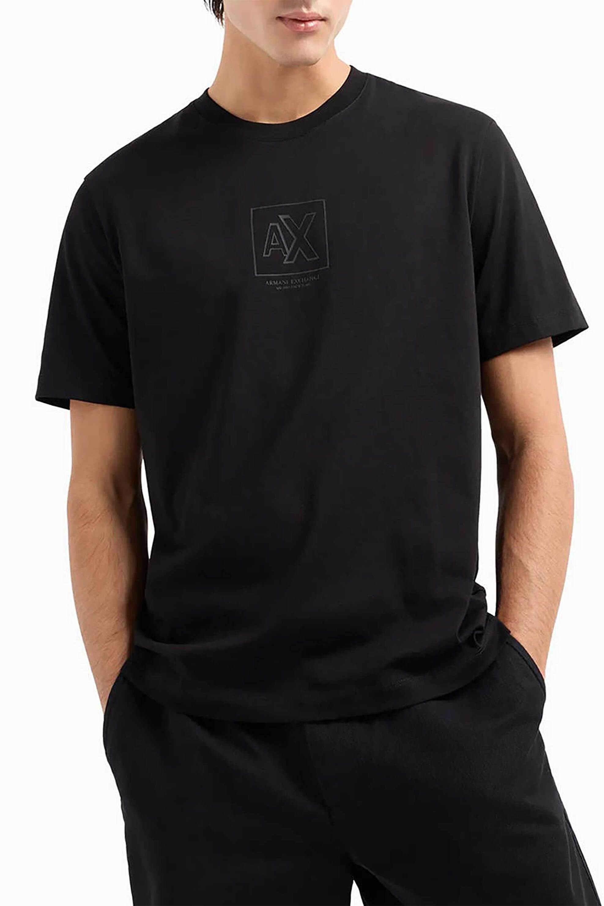 ARMANI EXCHANGE Armani Exchange ανδρικό T-shirt μονόχρωμο - 6DZTLEZJ9JZ Μαύρο