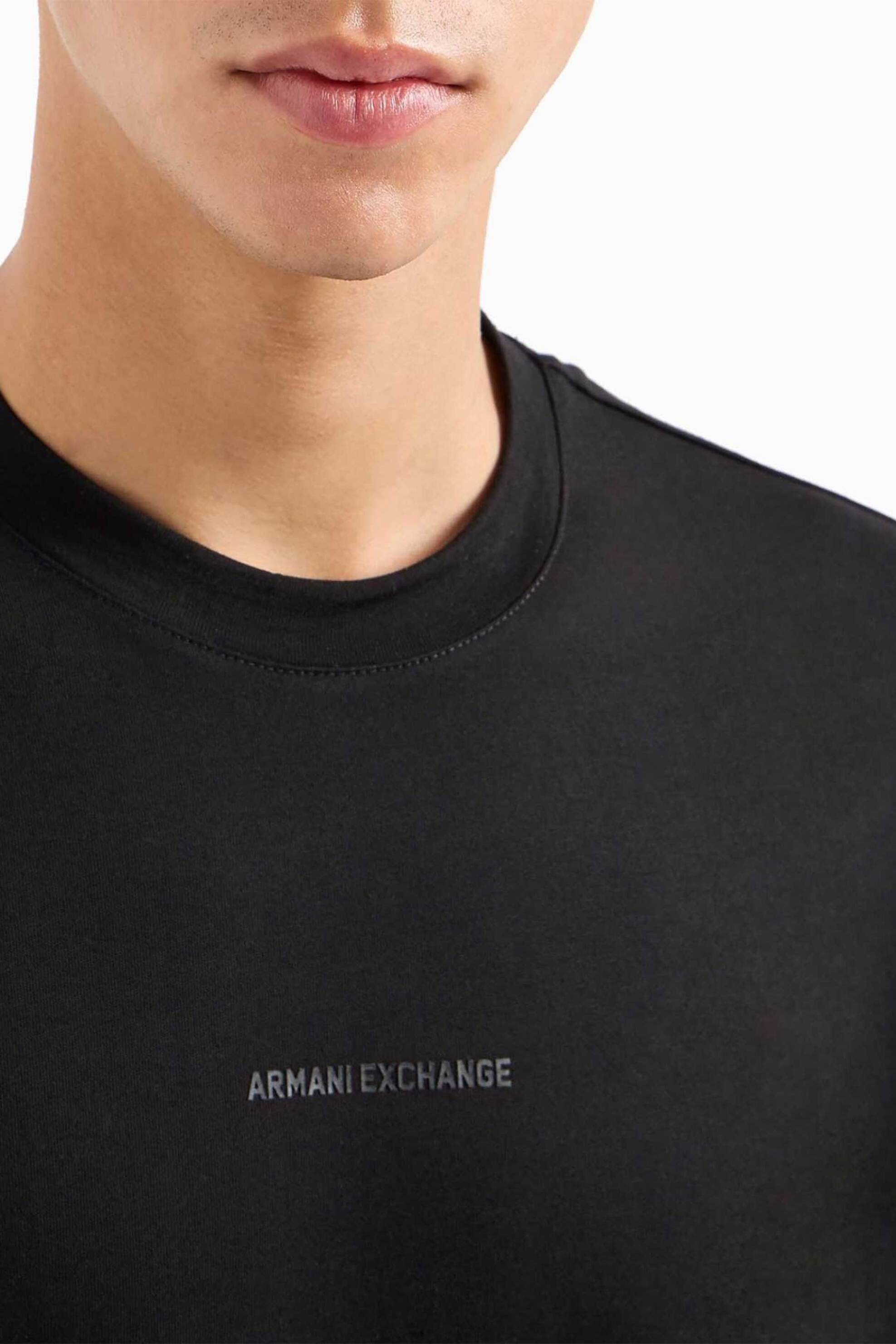 Armani Exchange ανδρικό T-shirt μονόχρωμο με λογότυπο - 6DZTLSZJLFZ Μαύρο φωτογραφία