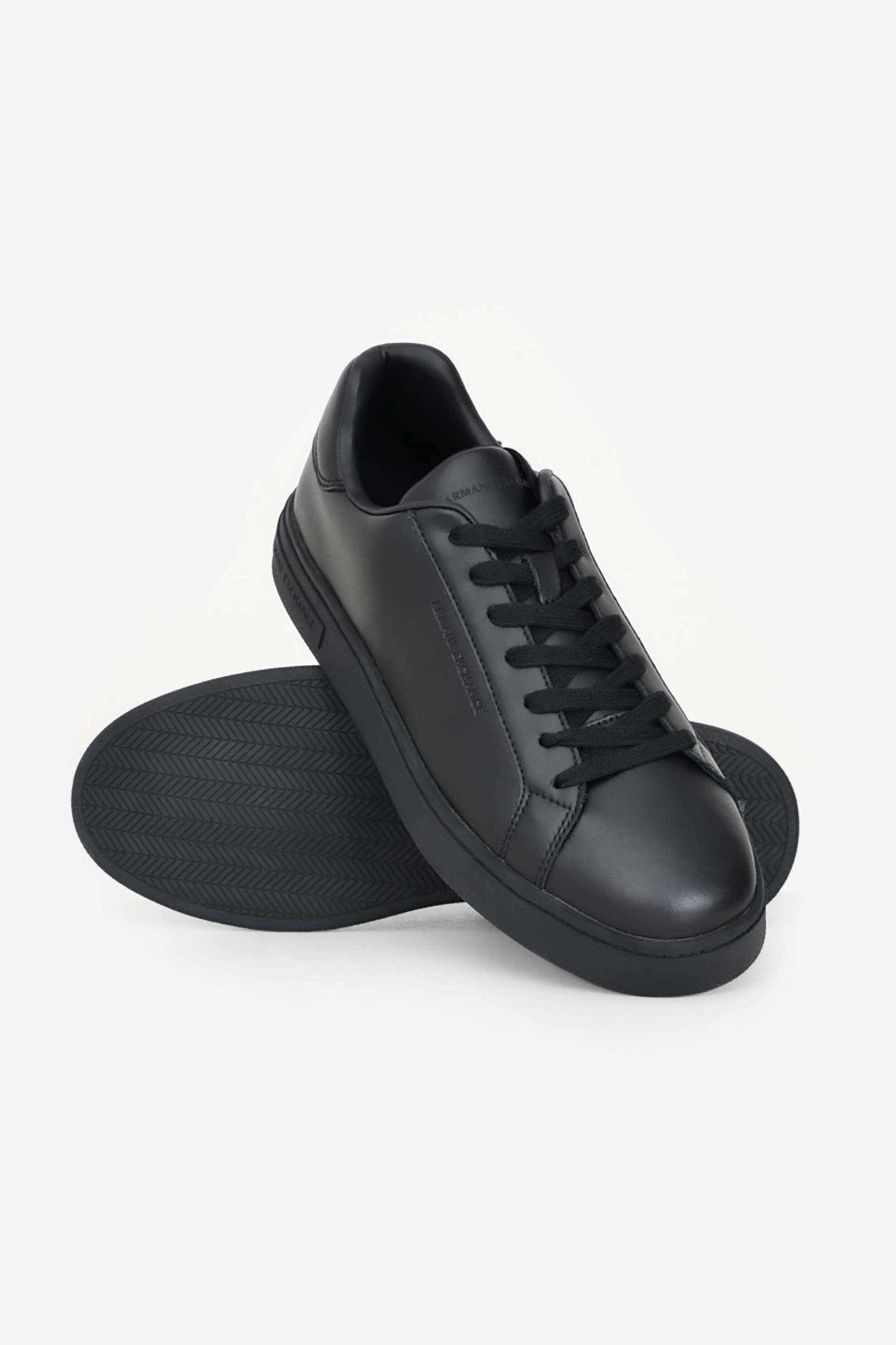 Armani Exchange ανδρικά δερμάτινα sneakers μονόχρωμα - XM000141AF11912 Μαύρο φωτογραφία