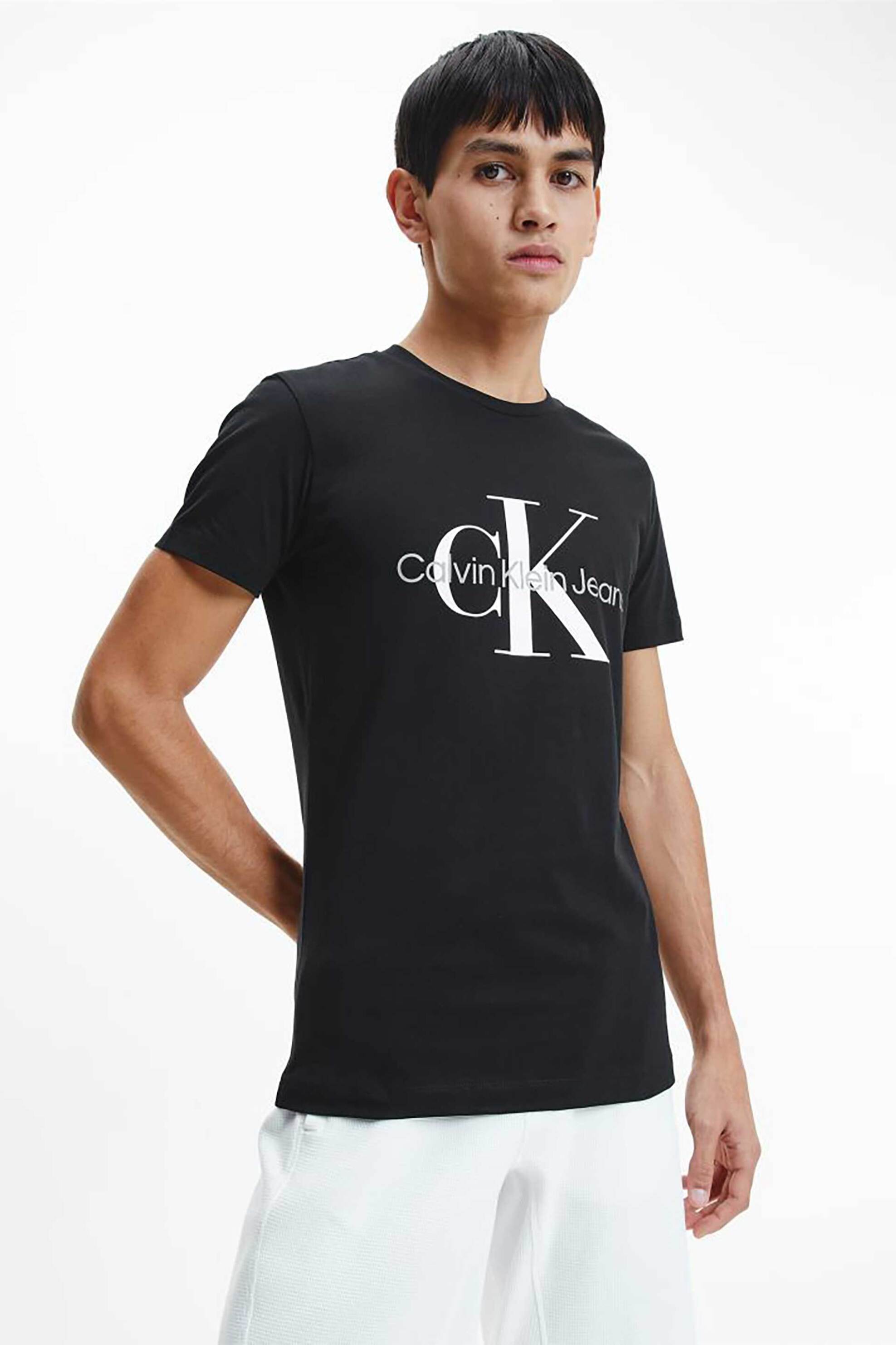 CK Jeans ανδρικό T-shirt με monogram print Slim Fit - J30J320935 Μαύρο φωτογραφία