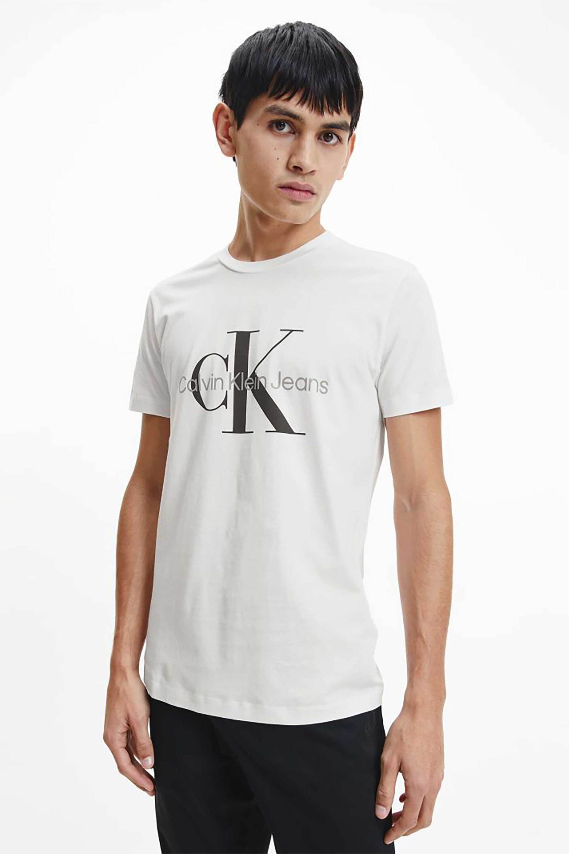 CK JEANS CK Jeans ανδρικό T-shirt με monogram print Slim Fit - J30J320935 Λευκό