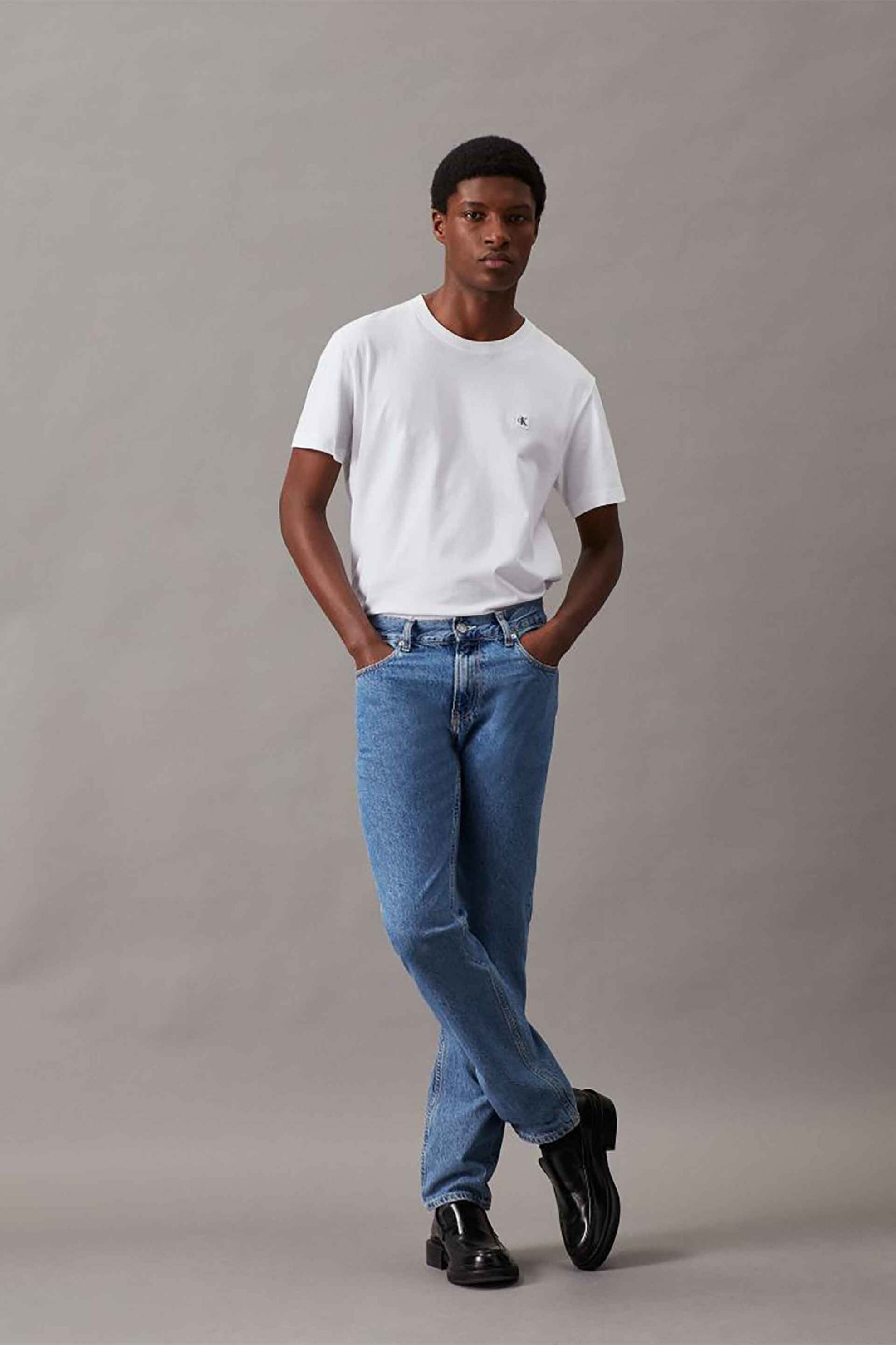 CALVIN KLEIN JEANS CK Jeans ανδρικό βαμβακερό τζιν παντελόνι πεντάτσεπο σε straight fit "Authentic" - J30J325896 Denim Blue Ανοιχτό