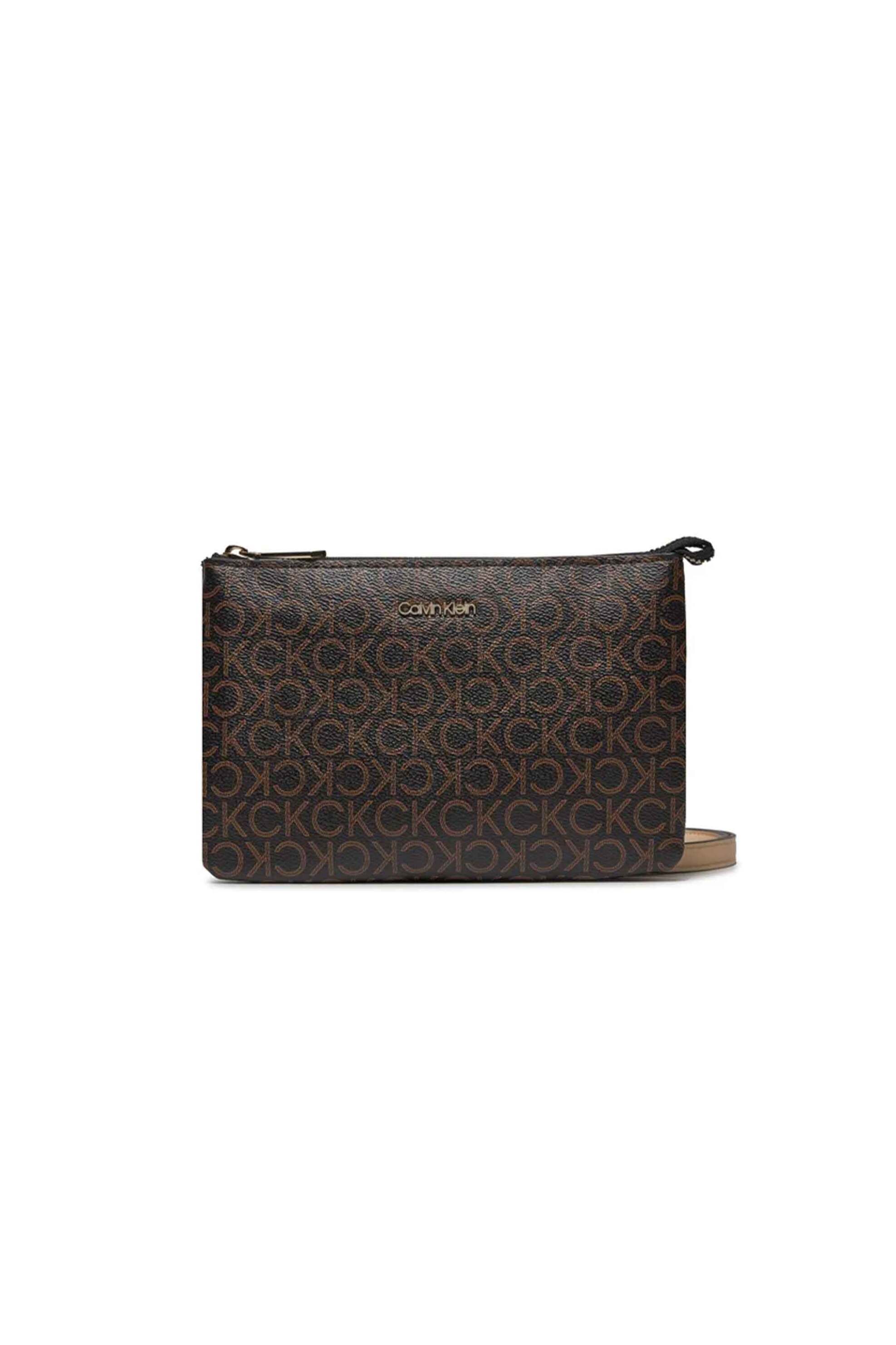  CK Jeans γυναικεία τσάντα crossbody με all-over monogram print και μεταλλικό λογότυπο - K60K609417 Καφέ 2025