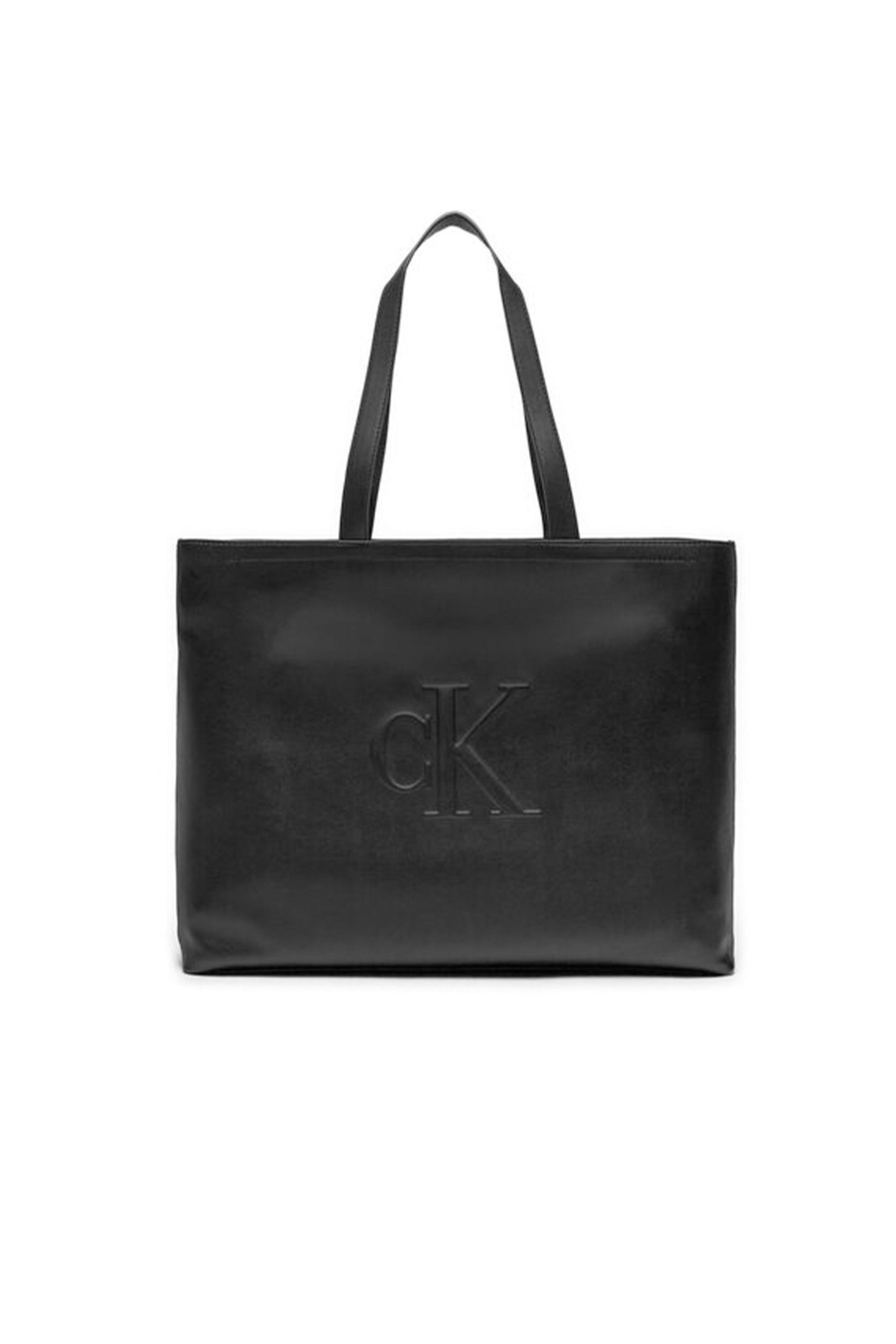  CK Jeans γυναικεία τσάντα tote μονόχρωμη με ανάγλυφο μονόγραμμα - K60K612724 Μαύρο 2025