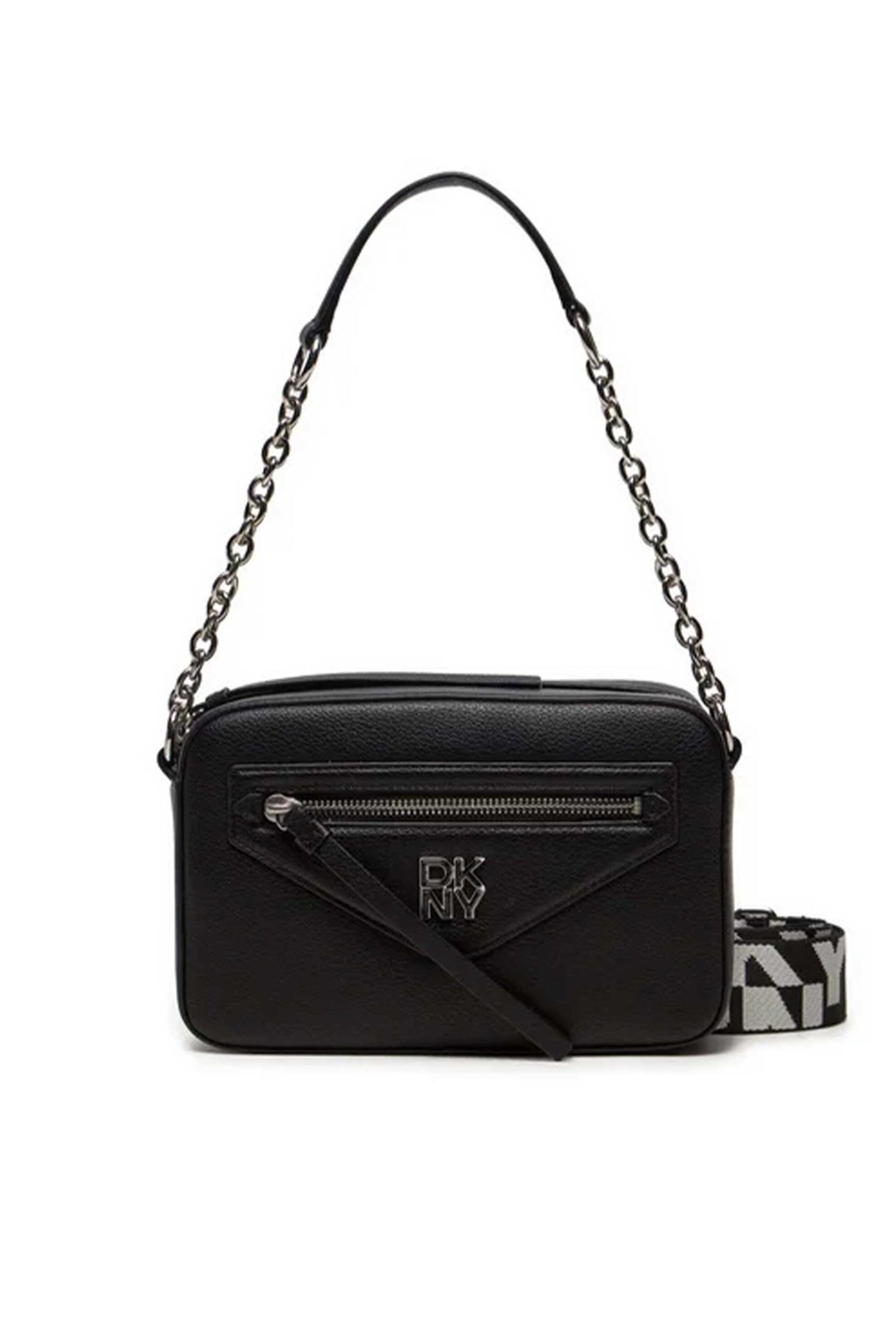  DKNY γυναικεία δερμάτινη τσάντα crossbody με μεταλλικό logo 