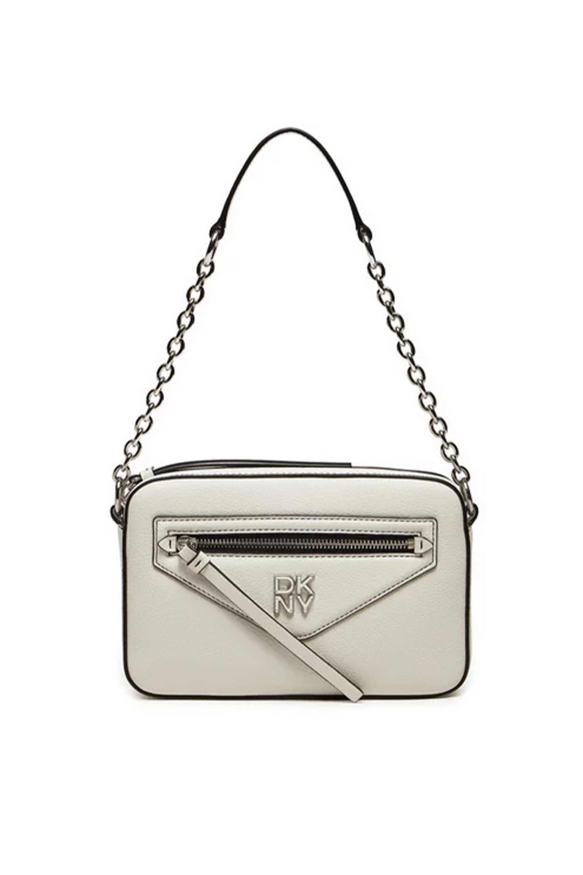  DKNY γυναικεία δερμάτινη τσάντα crossbody με μεταλλικό logo 