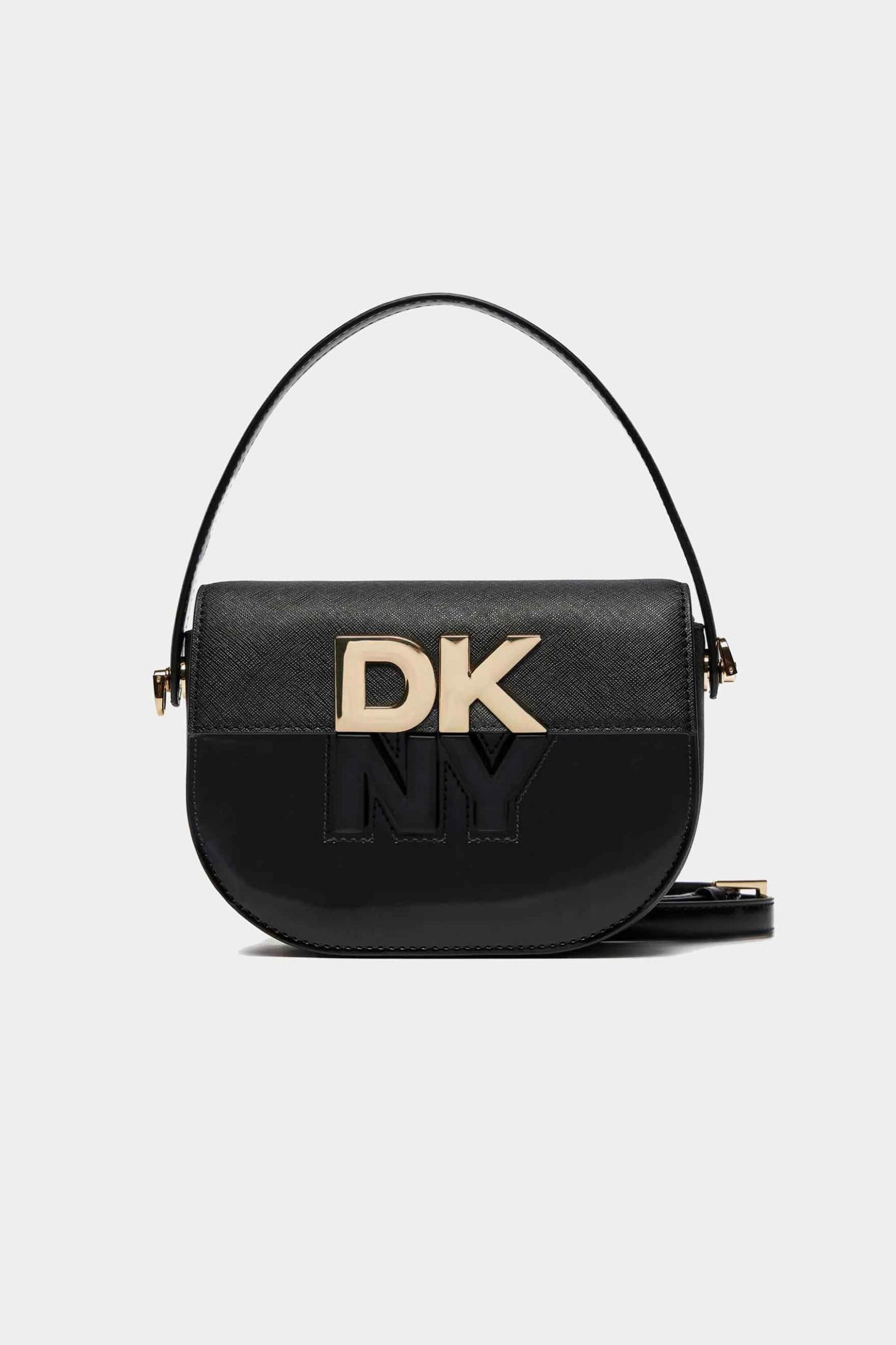  DKNY γυναικεία δερμάτινη τσάντα crossbody με μεταλλικό logo 