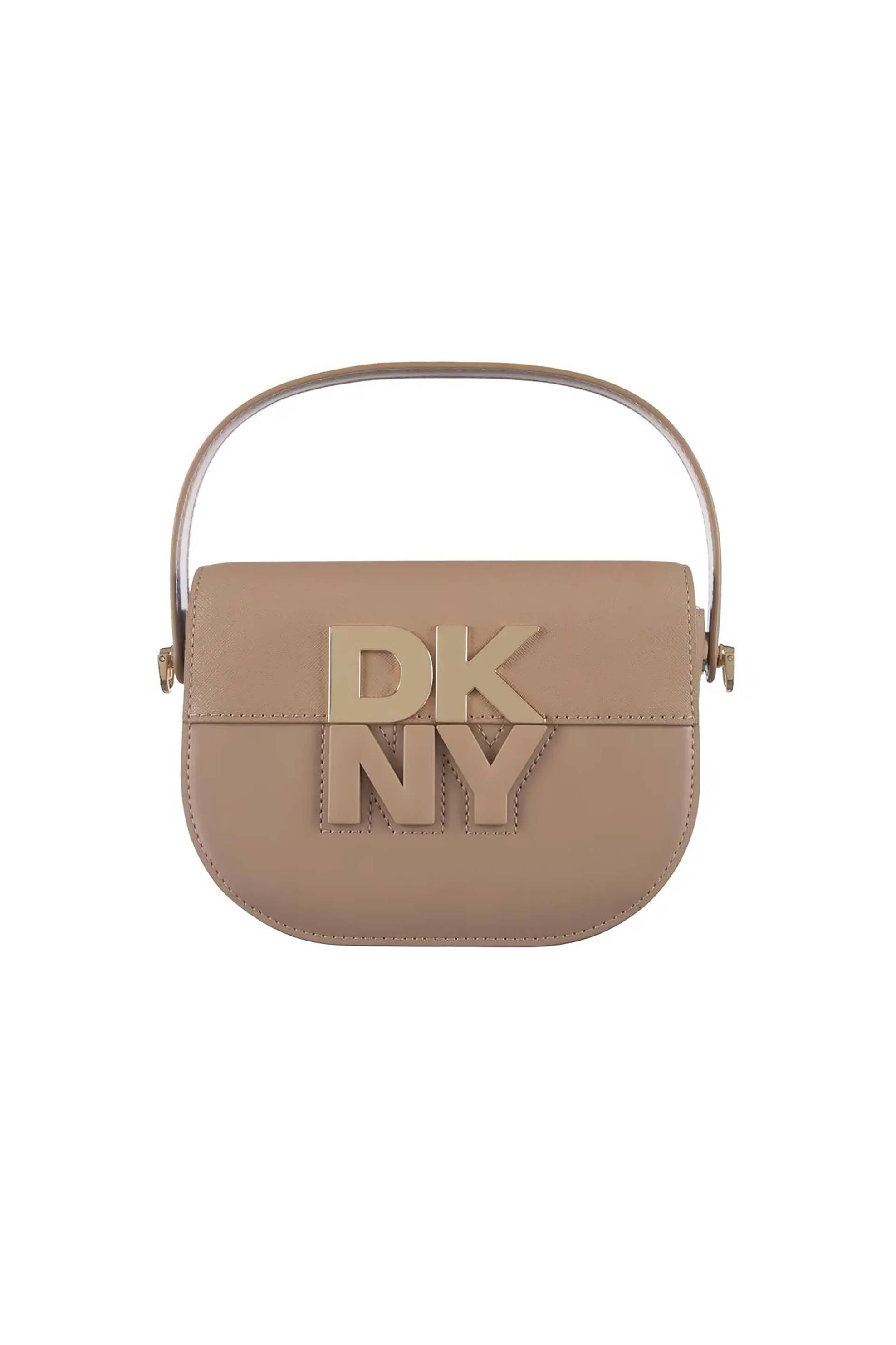  DKNY γυναικεία δερμάτινη τσάντα crossbody με μεταλλικό logo 