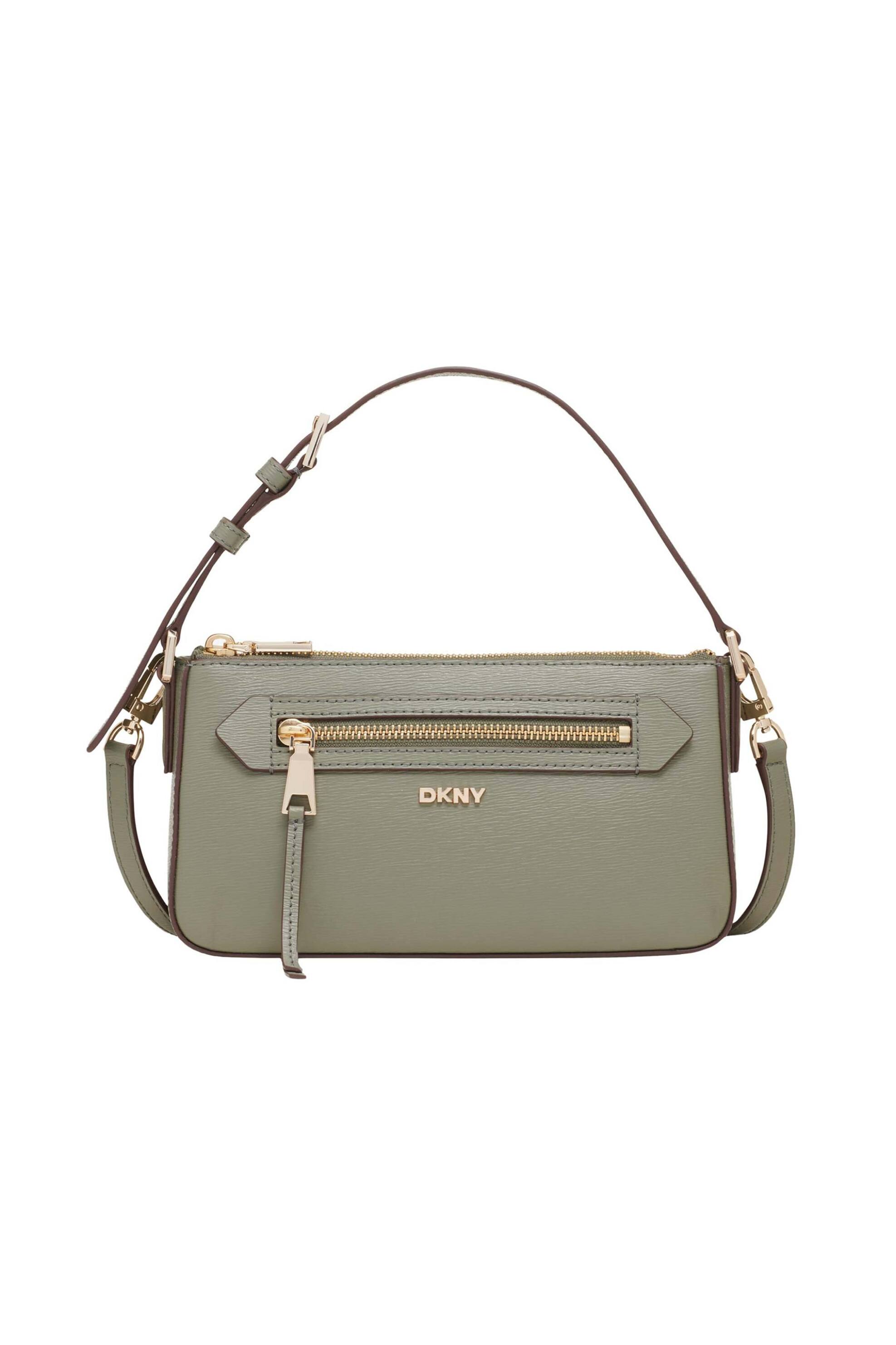  DKNY γυναικεία δερμάτινη τσάντα crossbody με μεταλλικό logo 