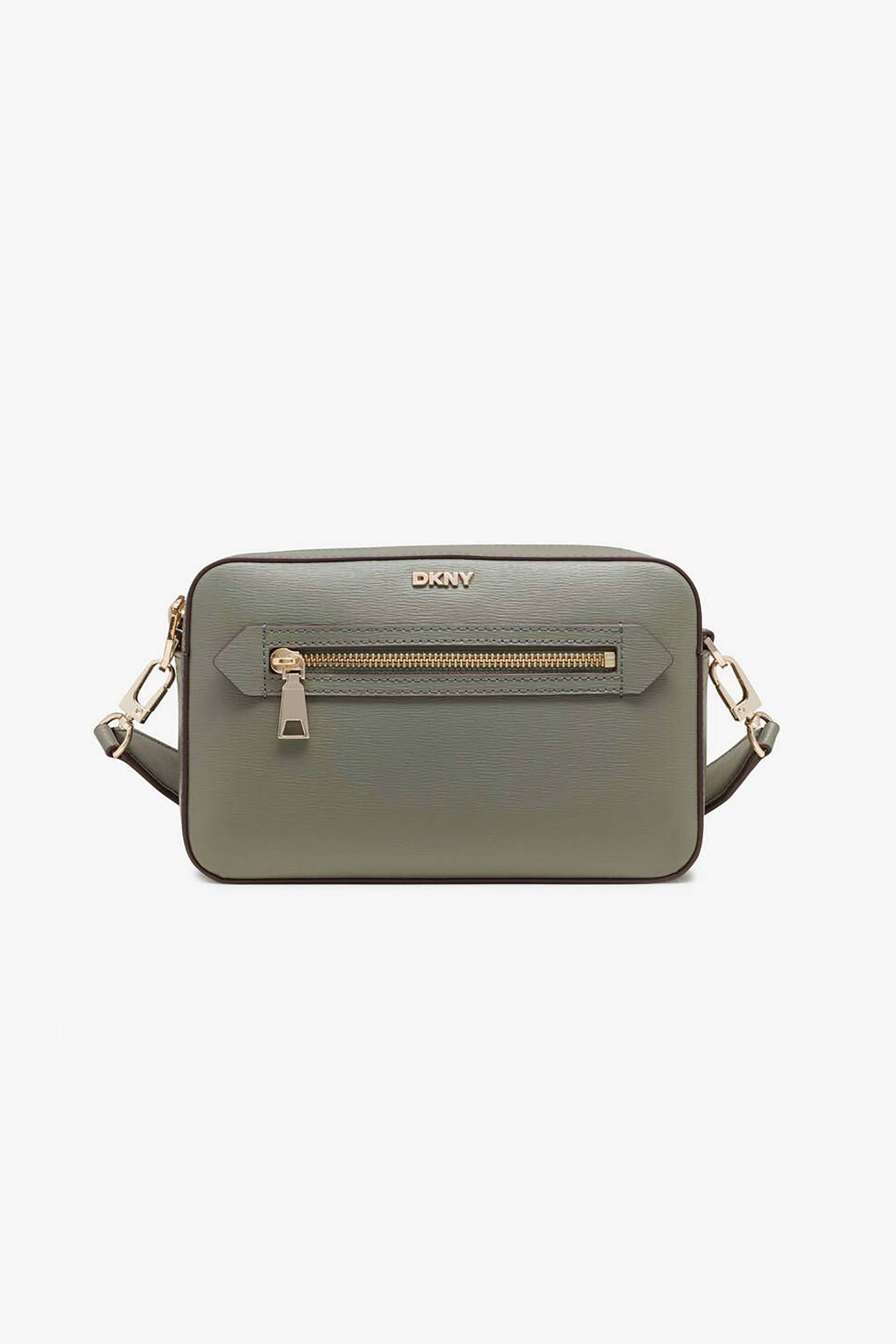  DKNY γυναικεία δερμάτινη τσάντα crossbody με μεταλλικό λογότυπο 