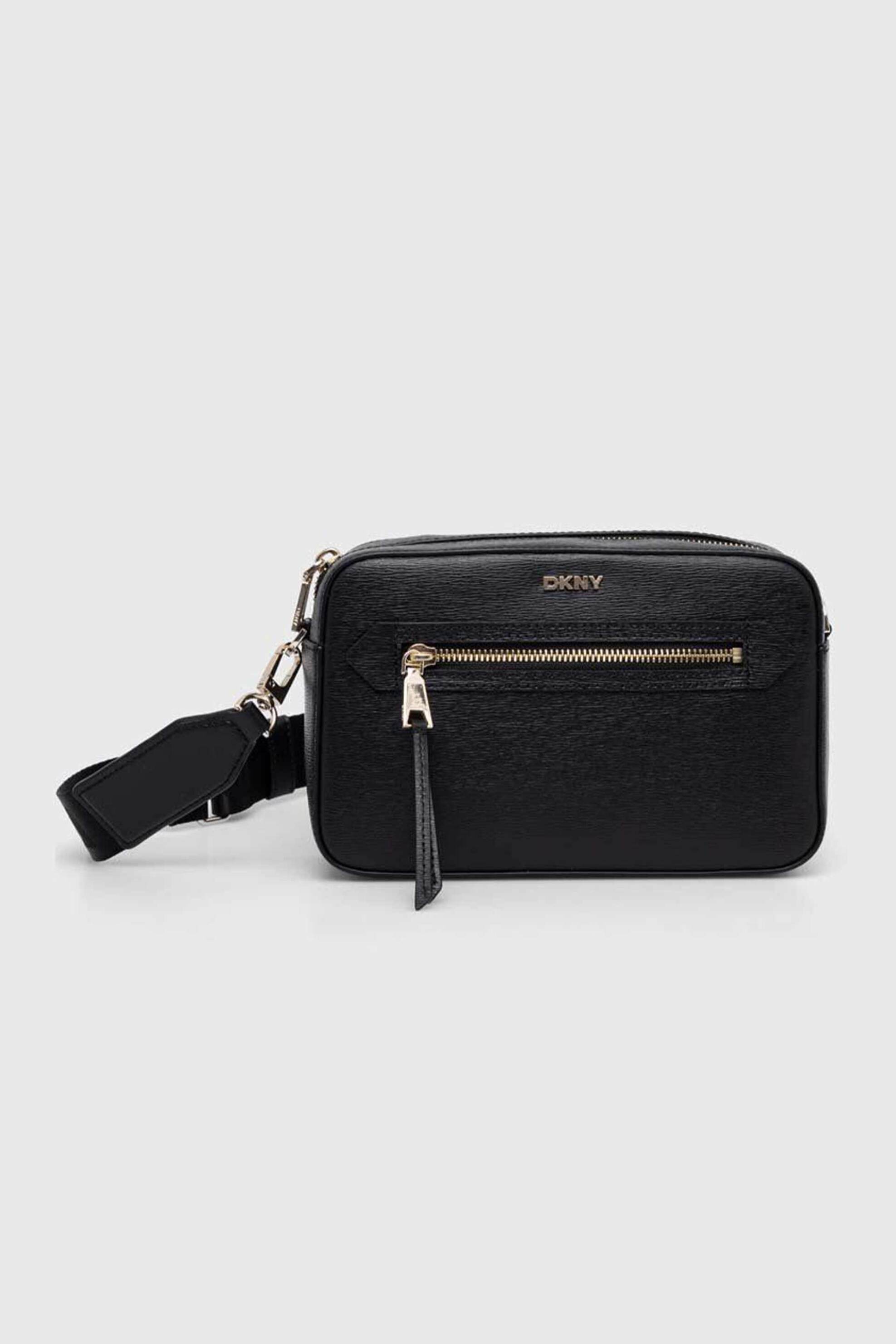  DKNY γυναικεία δερμάτινη τσάντα crossbody με μεταλλικό λογότυπο 