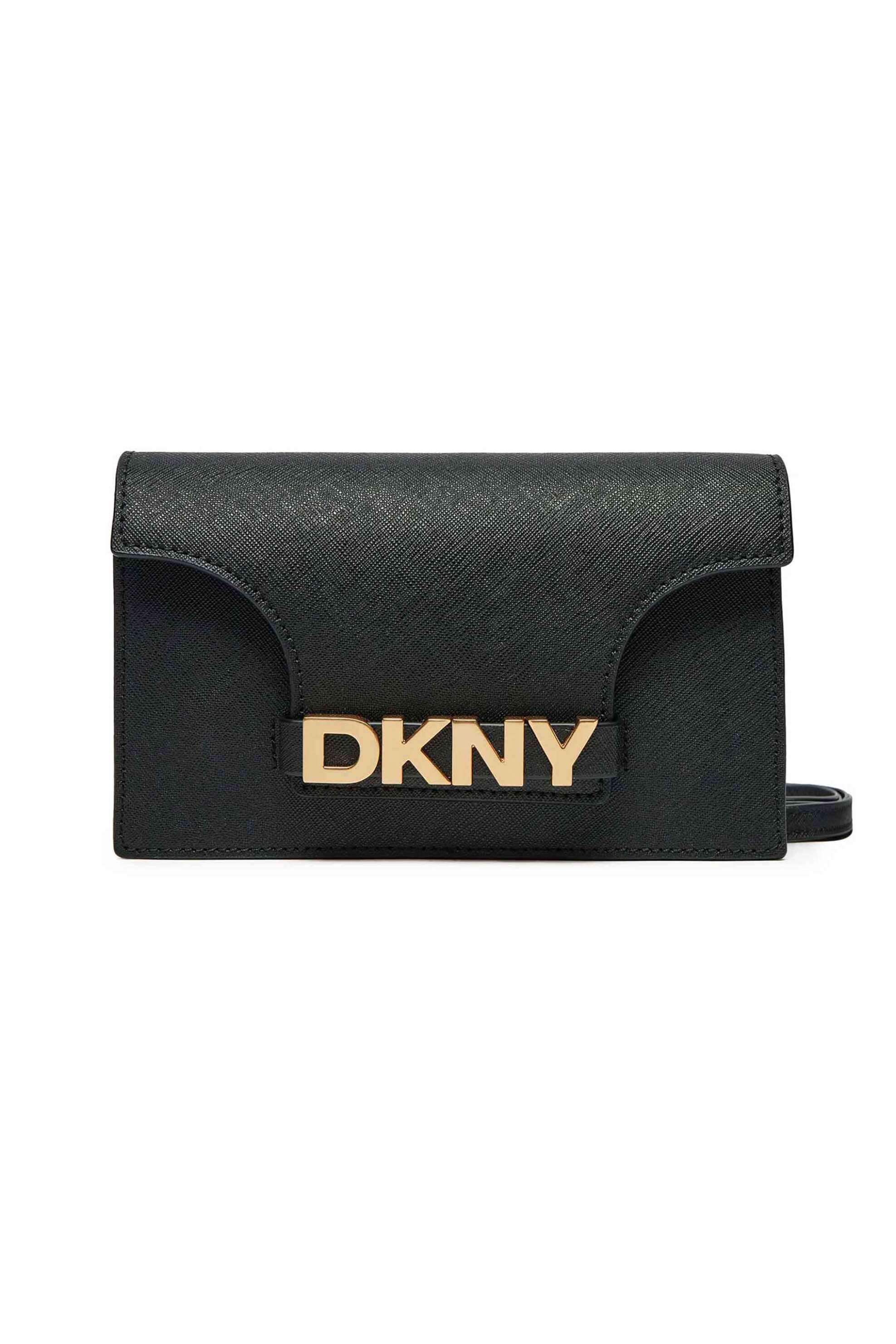  DKNY γυναικεία δερμάτινη τσάντα ώμου με μεταλλικό logo 