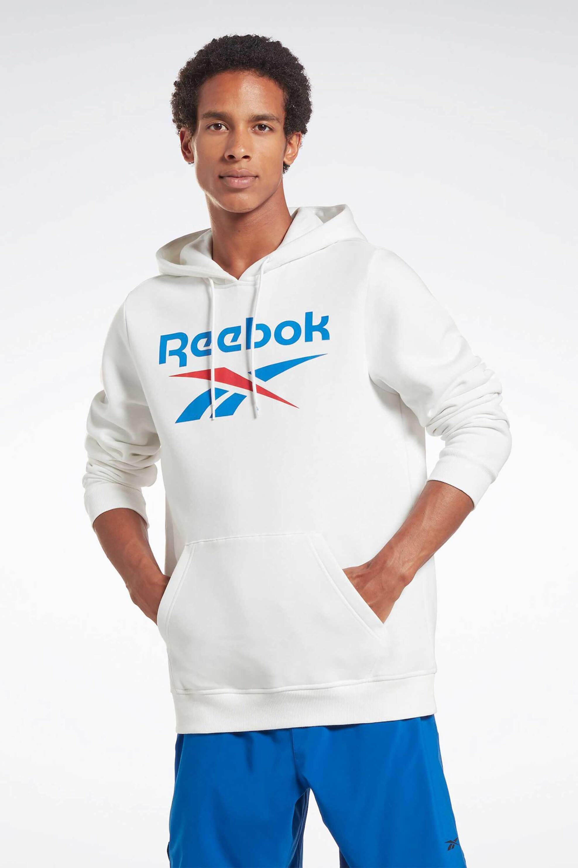 REEBOK Reebok ανδρική μπλούζα φούτερ με κουκούλα και logo print Regular Fit - RCF23ST/100050293M Λευκό