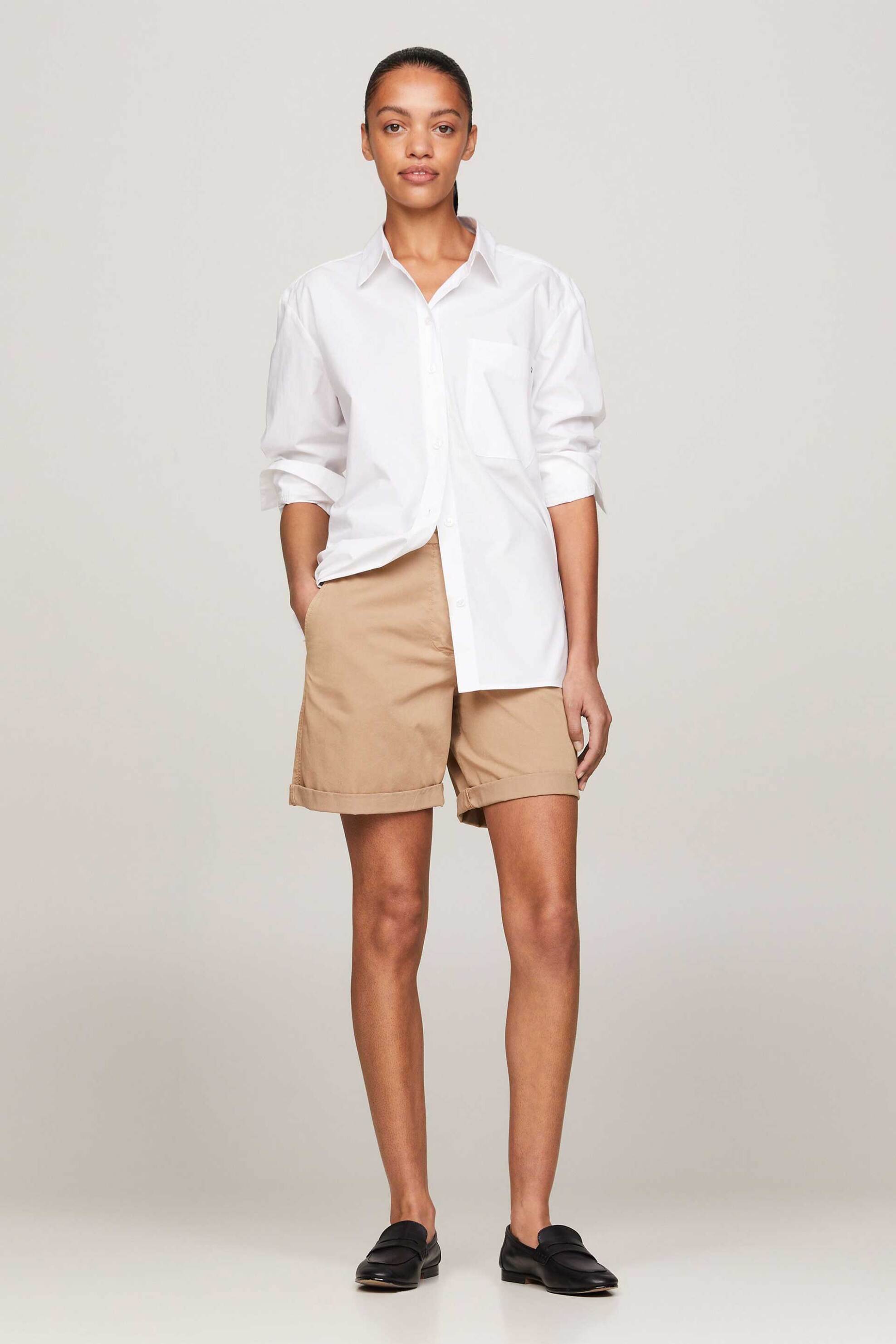  Tommy Hilfiger γυναικείο σορτς chino με ρεβέρ - WW0WW42457 Μπεζ 2025