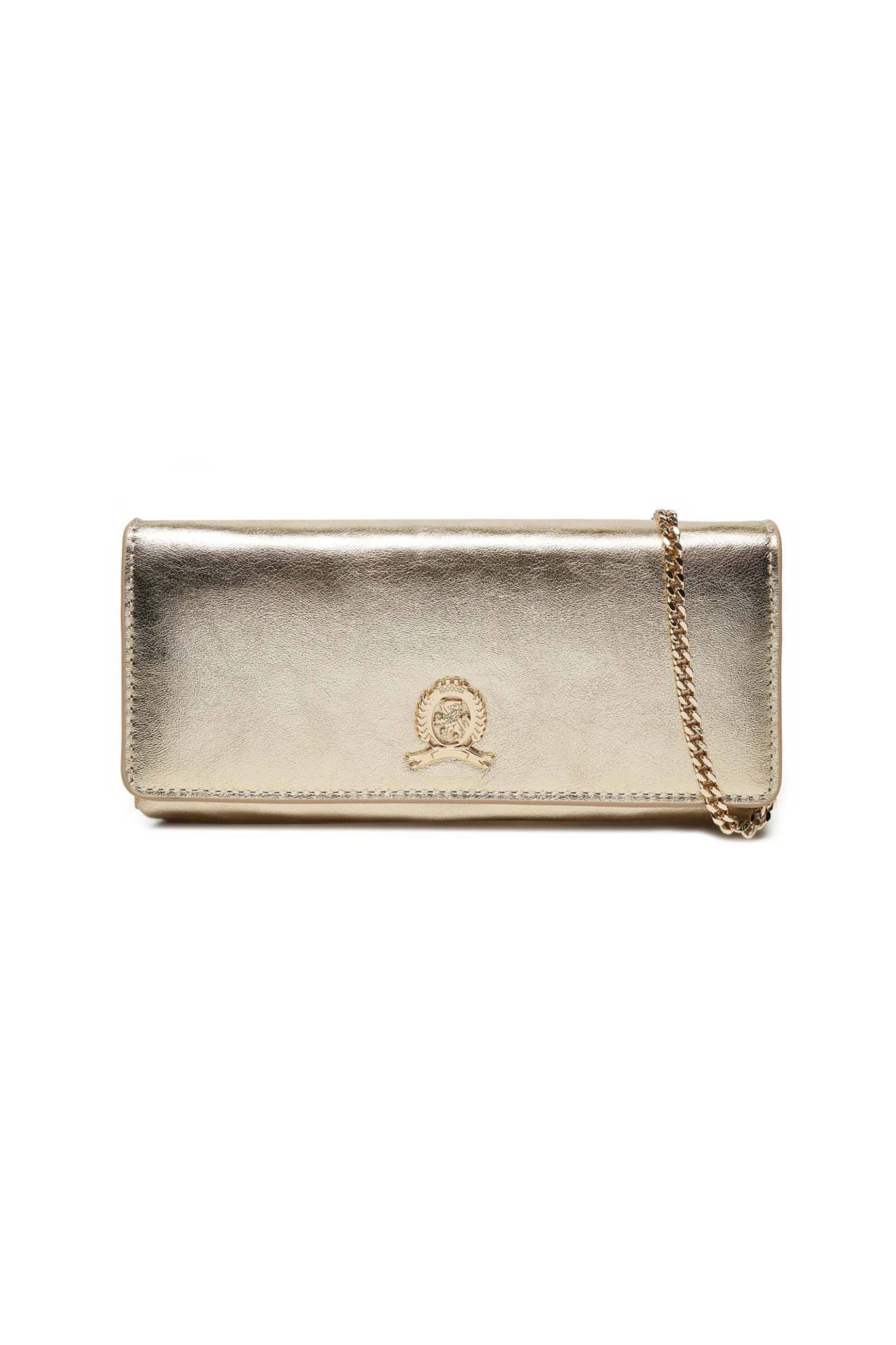  Tommy Hilfiger γυναικείο δερμάτινο clutch με αλυσίδα ώμου και μεταλλικό λογότυπο 