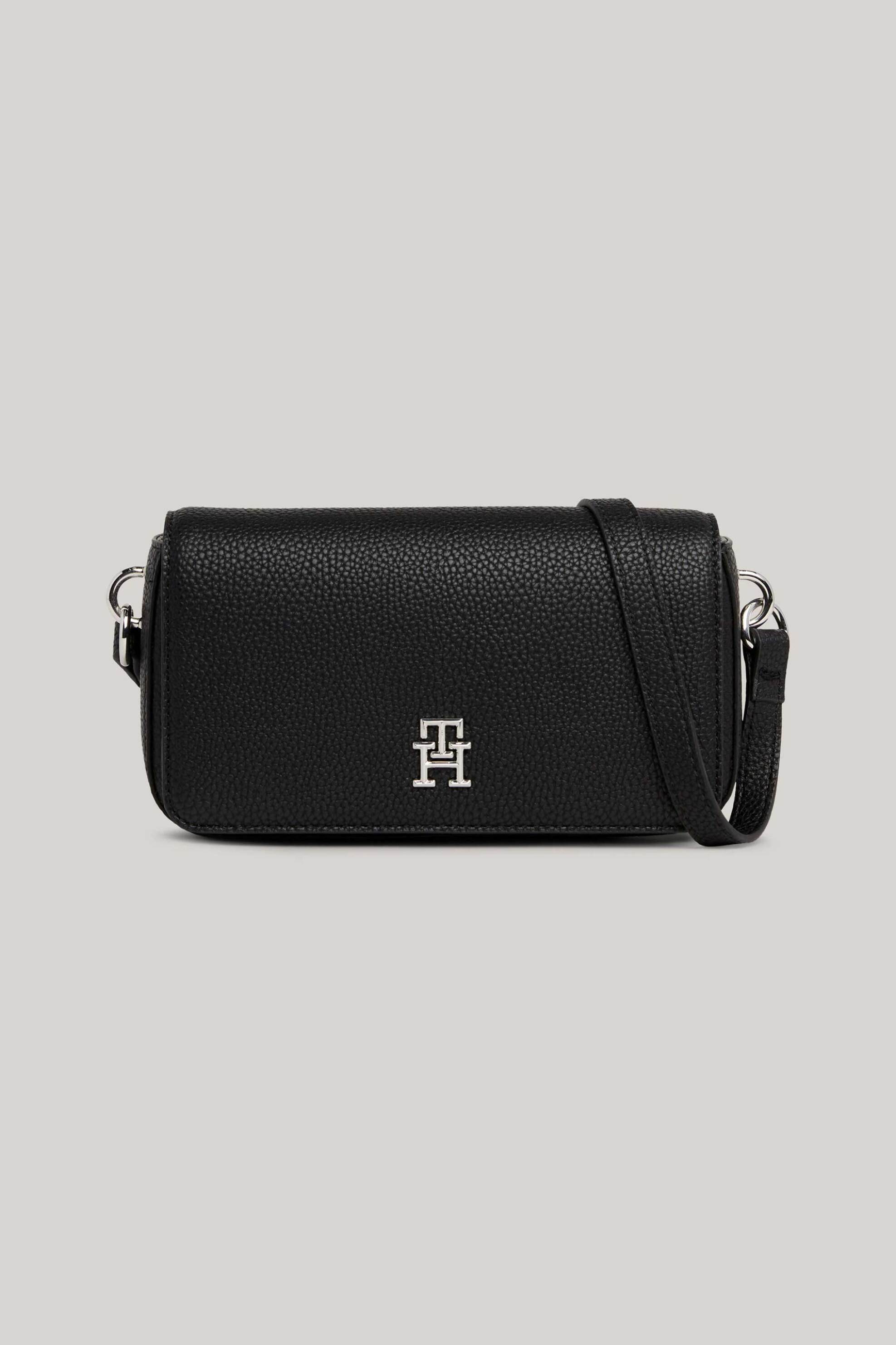  Tommy Hilfiger γυναικεία τσάντα crossbody με μεταλλικό monogram - AW0AW15180 Μαύρο 2025