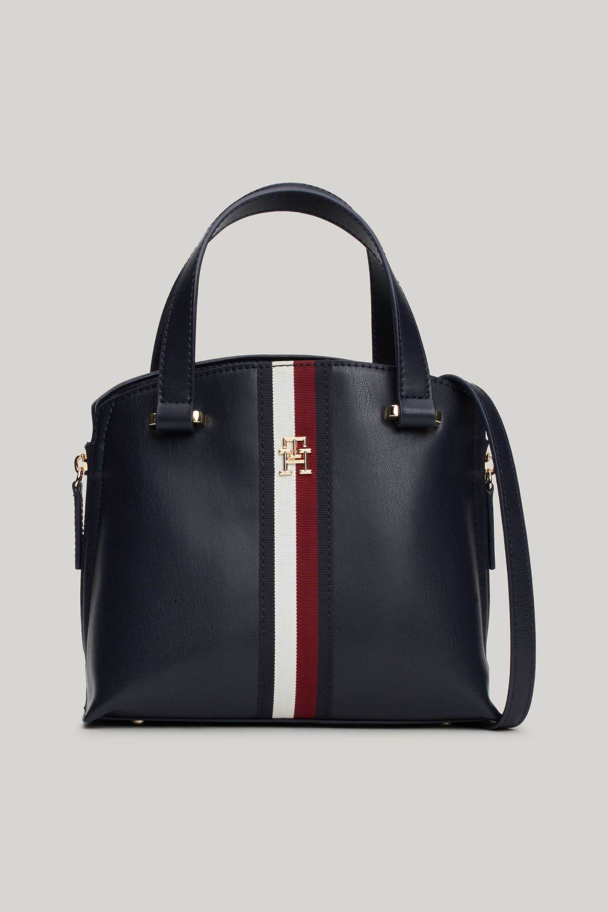  Tommy Hilfiger γυναικεία τσάντα χειρός με λογότυπο - AW0AW17066 Μπλε Σκούρο 2025