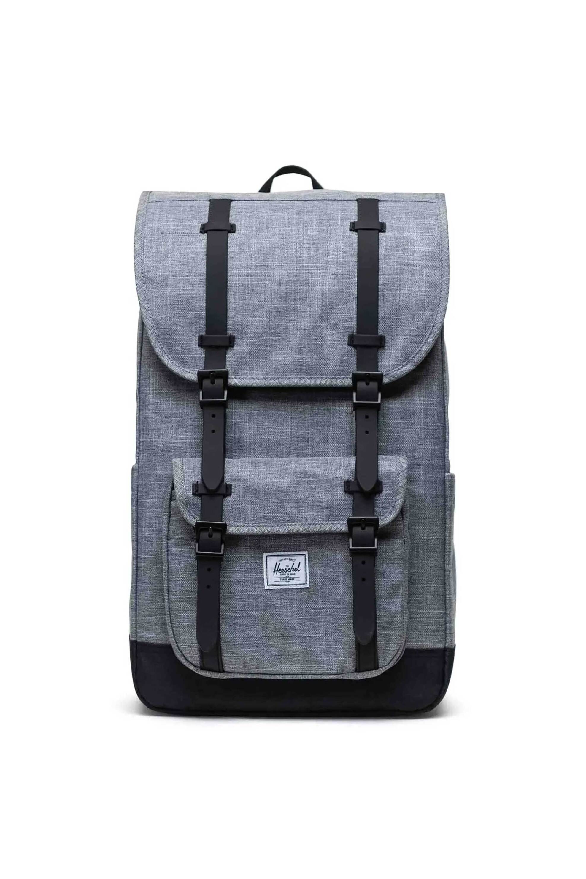 HERSCHEL Herschel unisex backpack μονόχρωμο με contrast logo patch "Little America™" 30 L - 66UBCL00857 Γκρι