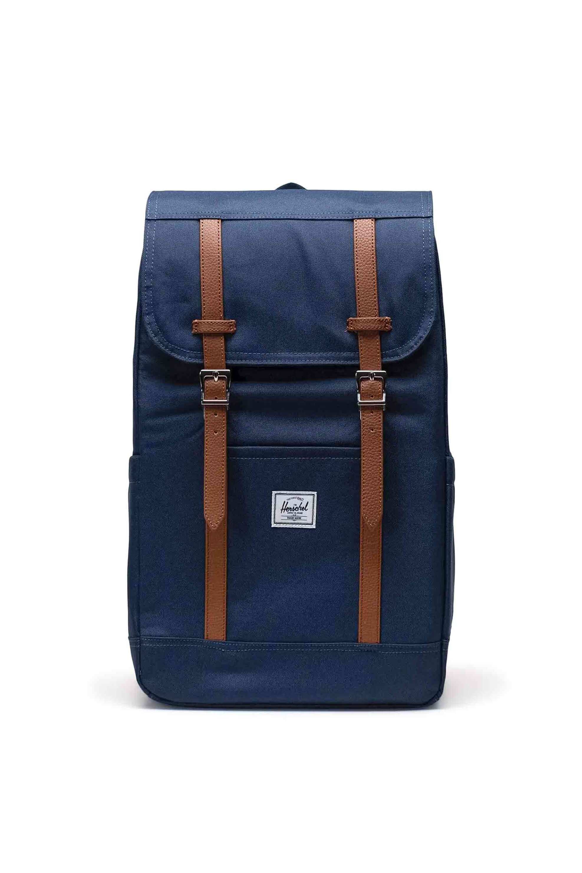 HERSCHEL Herschel unisex backpack μονόχρωμο με contrast logo patch "Retreat™" 23 L - 66UBCL00899 Μπλε Σκούρο